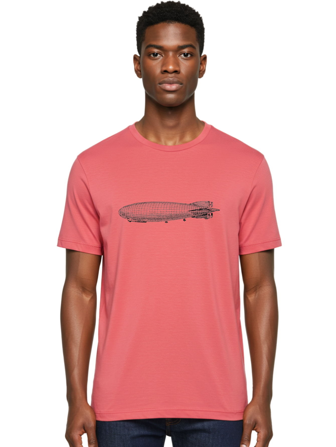 Airship Men'S Graphic Tee, 100% Cotton, Comfortable Casual Summer Wear, Machine Washable, Airship, Zeppelin, Dirigible, Aircraft, Luxury Travel, Historical Aviation, Vintage Transportation, Retro Style, Wireframe Model, 3D Rendering Aad776