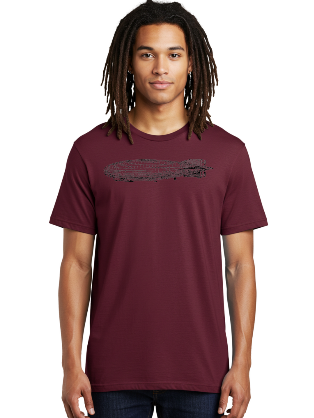 Airship Men'S Graphic Tee, 100% Cotton, Comfortable Casual Summer Wear, Machine Washable, Airship, Zeppelin, Dirigible, Aircraft, Luxury Travel, Historical Aviation, Vintage Transportation, Retro Style, Wireframe Model, 3D Rendering Aad776