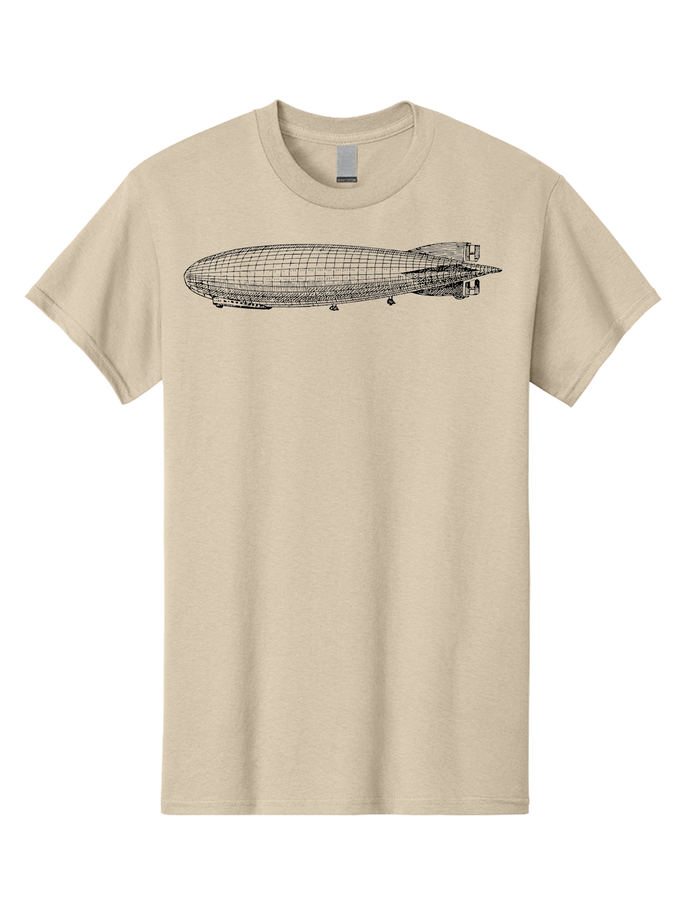 Airship Men'S Graphic Tee, 100% Cotton, Comfortable Casual Summer Wear, Machine Washable, Airship, Zeppelin, Dirigible, Aircraft, Luxury Travel, Historical Aviation, Vintage Transportation, Retro Style, Wireframe Model, 3D Rendering Aad776