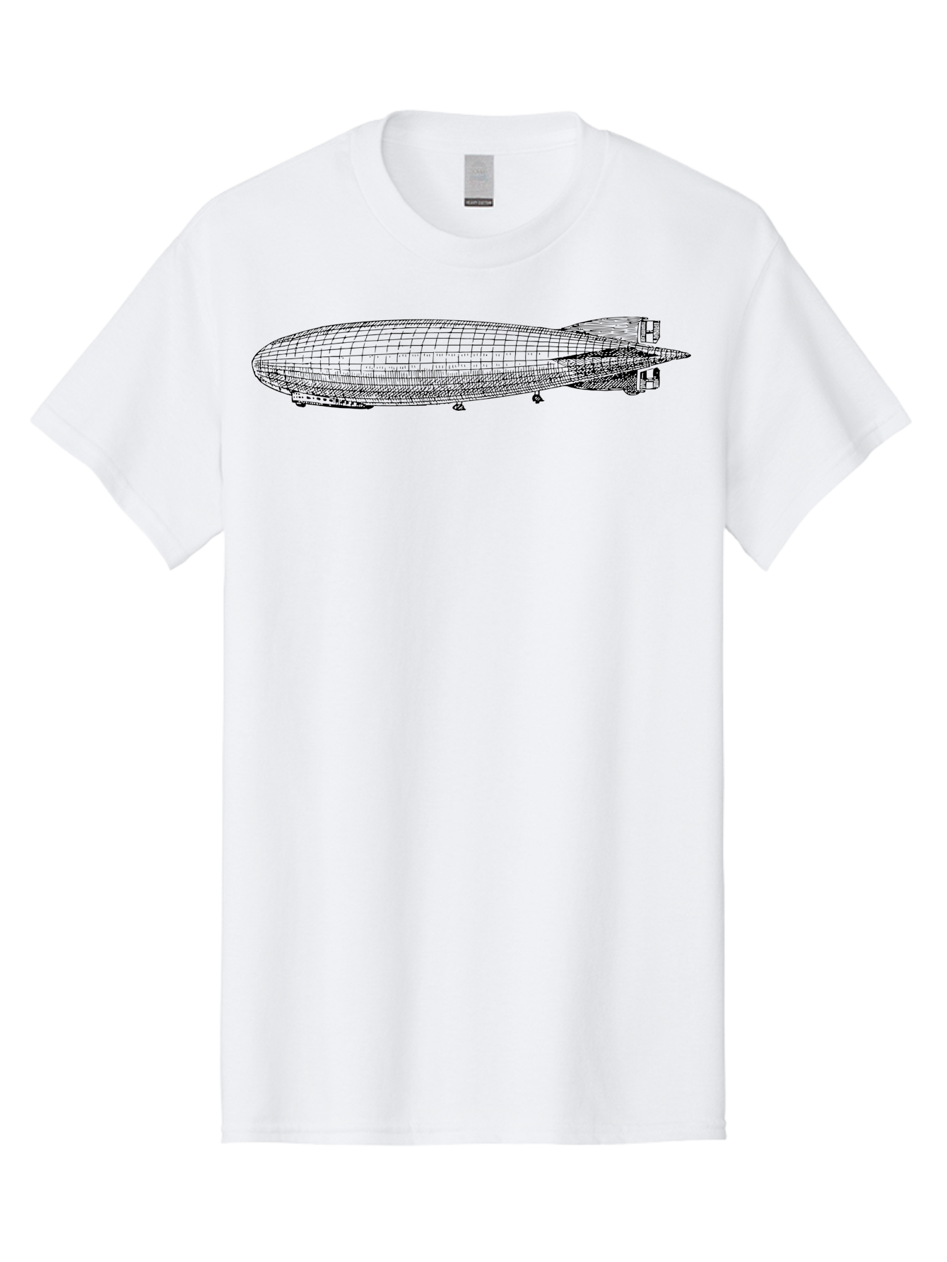 Airship Men'S Graphic Tee, 100% Cotton, Comfortable Casual Summer Wear, Machine Washable, Airship, Zeppelin, Dirigible, Aircraft, Luxury Travel, Historical Aviation, Vintage Transportation, Retro Style, Wireframe Model, 3D Rendering Aad776