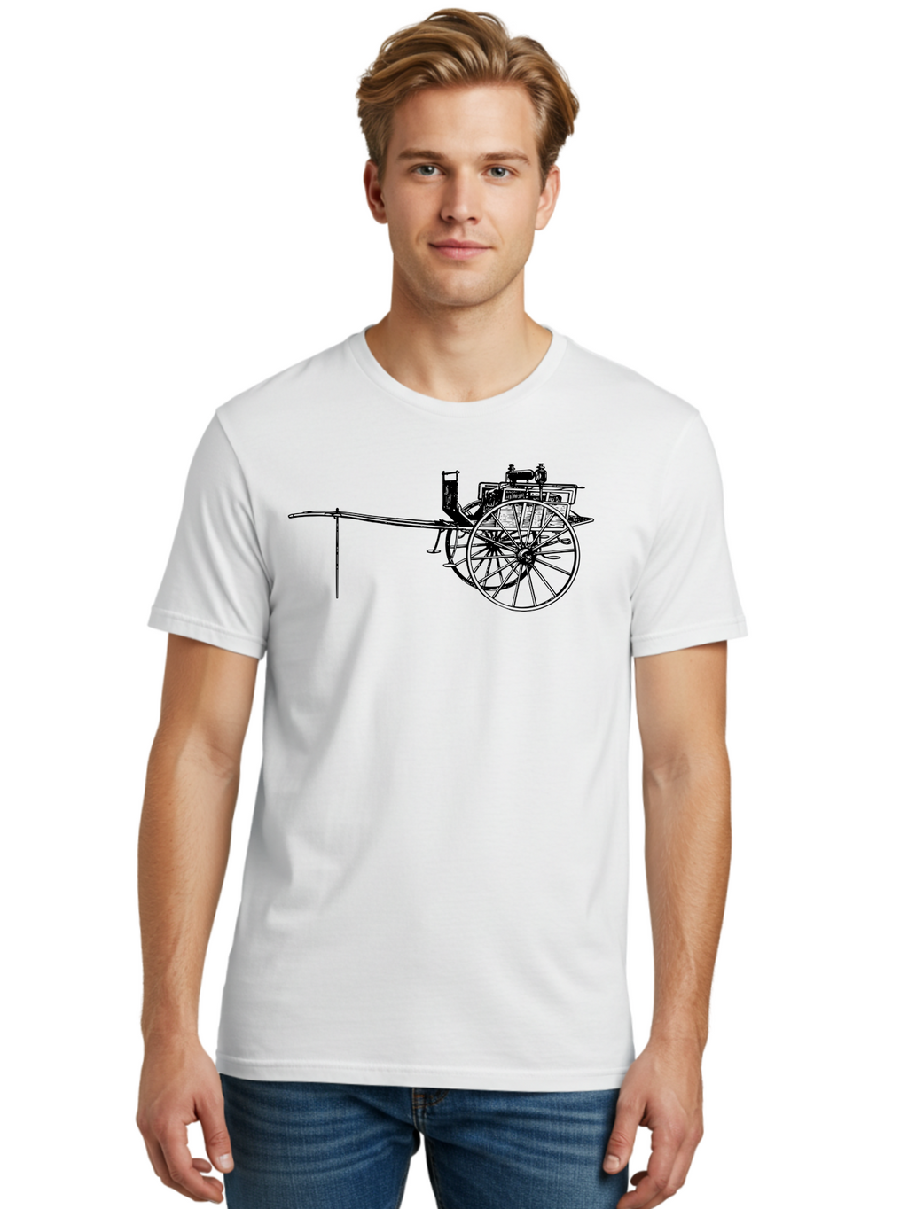 Benz-Patent-Motorwagen Men'S Graphic Tee, 100% Cotton, Comfortable Casual Summer Wear, Machine Washable, Vintage Car, Antique Automobile, Historic Vehicle, Classic Transportation, Benz Patent-Motorwagen, Early Automotive Technology, Aad777