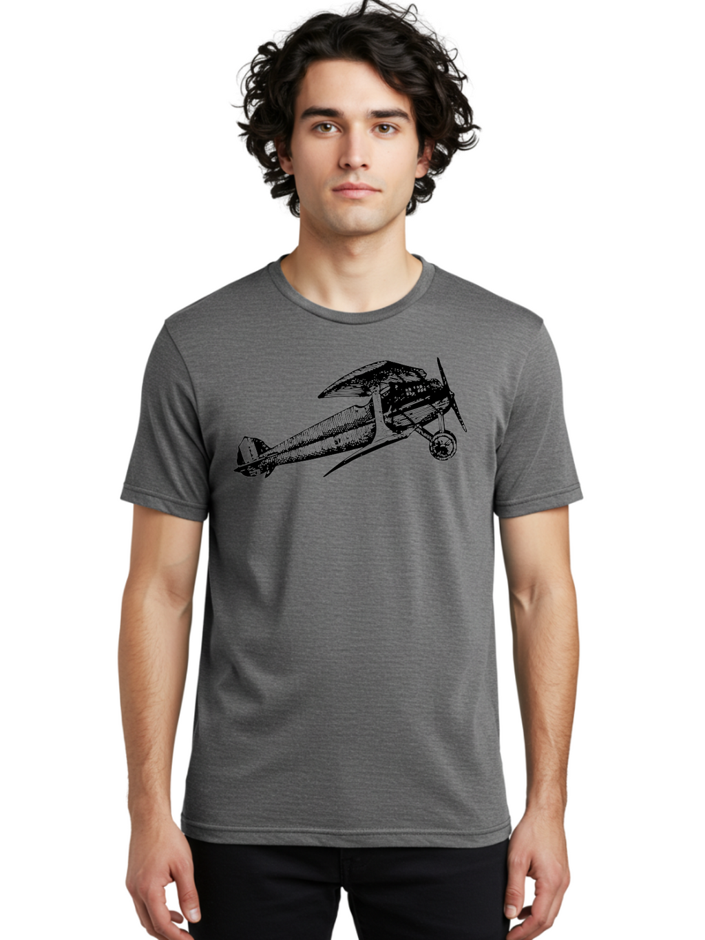 Biplane-1 Men'S Graphic Tee, 100% Cotton, Comfortable Casual Summer Wear, Machine Washable, Vintage Aeroplane, Classic Aircraft, Retro Aviation, Antique Plane, Old-Fashioned Flying Machine, Historical Flight Aad778