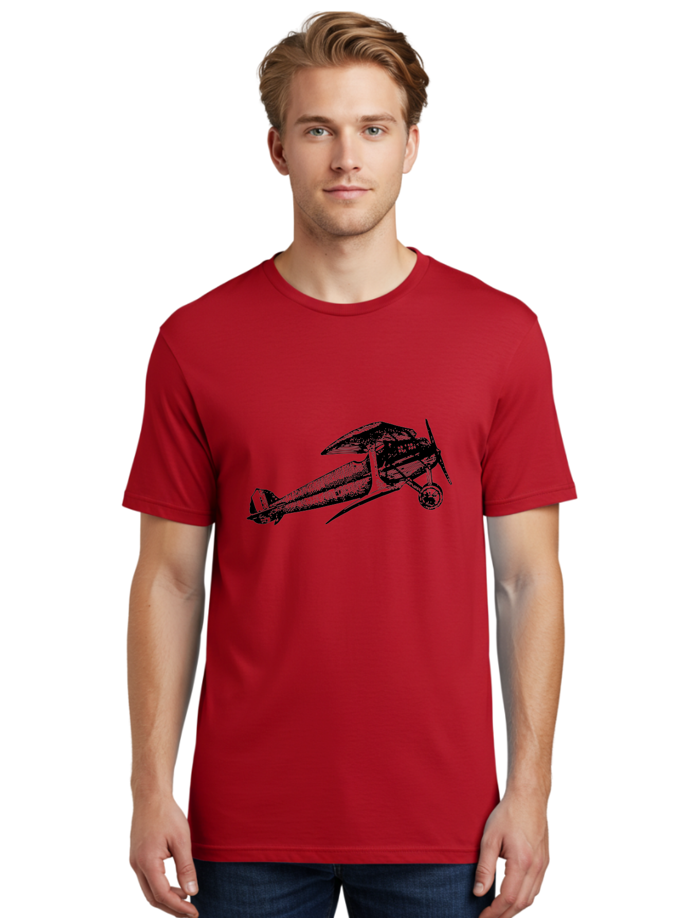 Biplane-1 Men'S Graphic Tee, 100% Cotton, Comfortable Casual Summer Wear, Machine Washable, Vintage Aeroplane, Classic Aircraft, Retro Aviation, Antique Plane, Old-Fashioned Flying Machine, Historical Flight Aad778