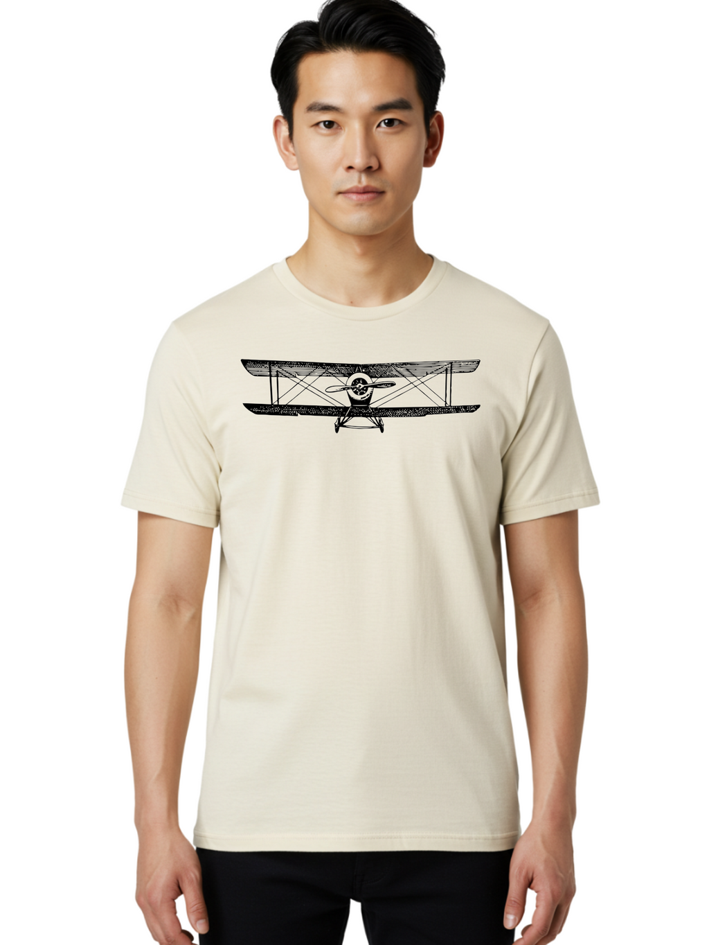 Biplane-2 Men'S Graphic Tee, 100% Cotton, Comfortable Casual Summer Wear, Machine Washable, Vintage Aircraft, Classic Aviation, Biplane Design, Double Wings, Propeller Driven, Retro Flying Machine, Historical Airplane, Aviation Heritage Aad779