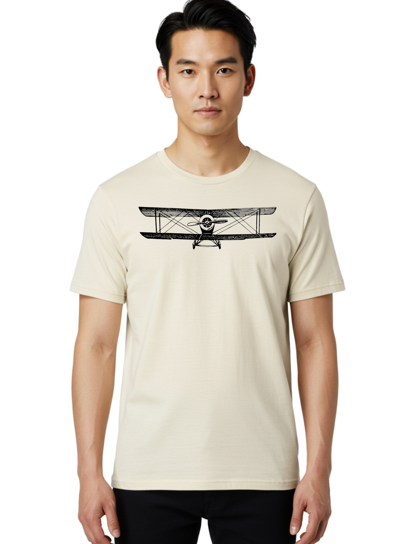 Biplane-2 Men'S Graphic Tee, 100% Cotton, Comfortable Casual Summer Wear, Machine Washable, Vintage Aircraft, Classic Aviation, Biplane Design, Double Wings, Propeller Driven, Retro Flying Machine, Historical Airplane, Aviation Heritage Aad779