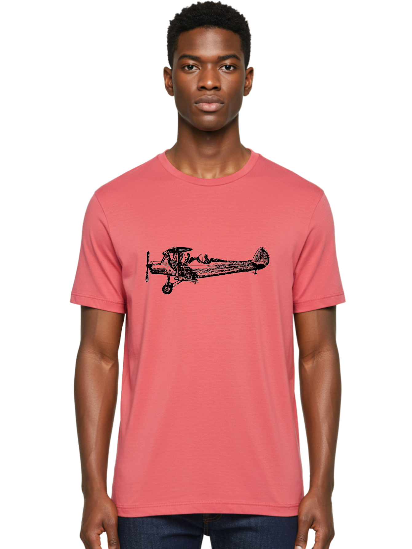 Biplane-3 Men'S Graphic Tee, 100% Cotton, Comfortable Casual Summer Wear, Machine Washable, Vintage Biplane, Classic Aircraft, Historical Aviation, Biplane Illustration, Pilot, Propeller Plane, Old Airplane, Flight, Retro Style Aad780