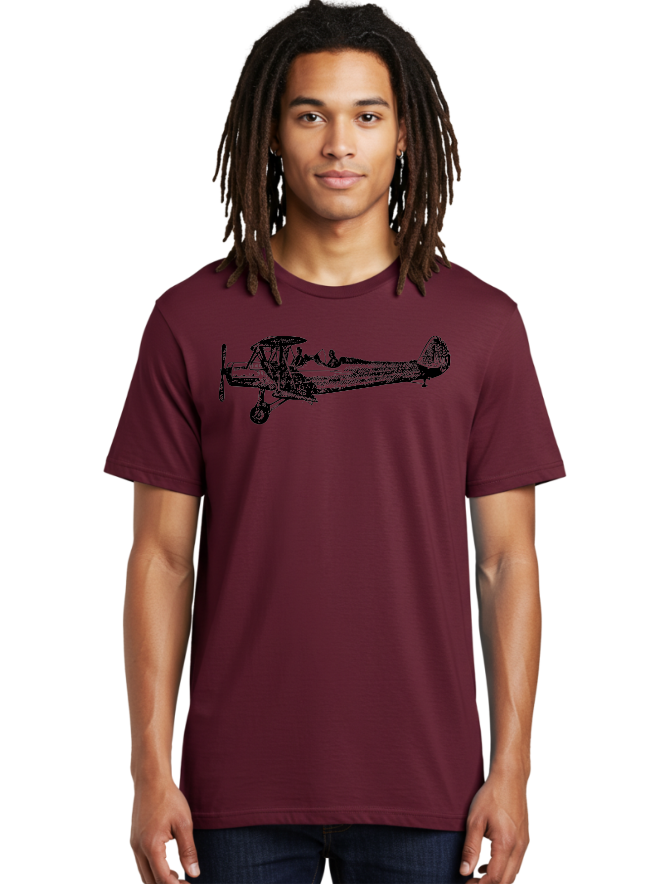 Biplane-3 Men'S Graphic Tee, 100% Cotton, Comfortable Casual Summer Wear, Machine Washable, Vintage Biplane, Classic Aircraft, Historical Aviation, Biplane Illustration, Pilot, Propeller Plane, Old Airplane, Flight, Retro Style Aad780