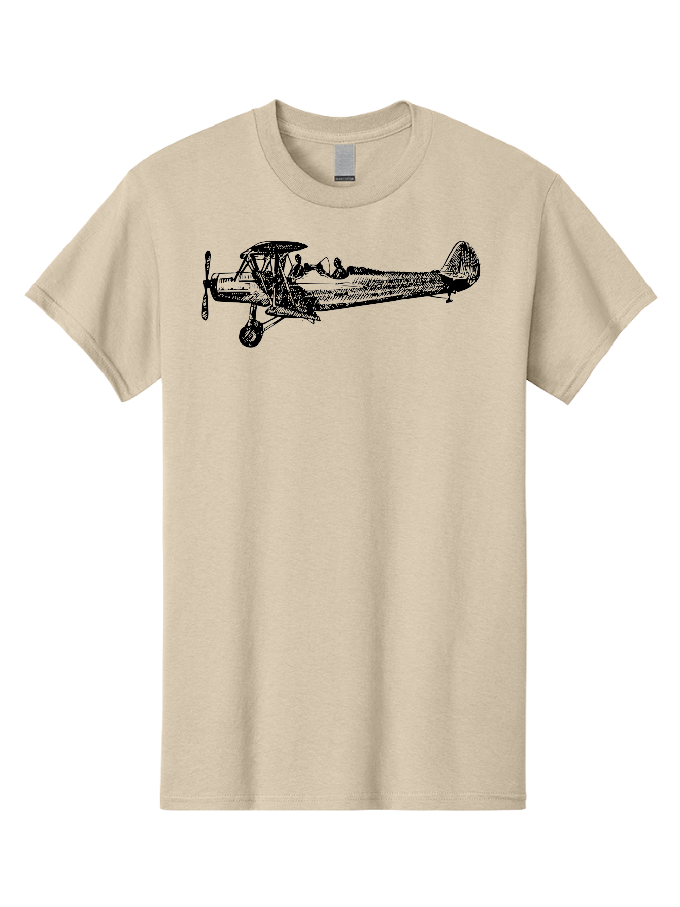 Biplane-3 Men'S Graphic Tee, 100% Cotton, Comfortable Casual Summer Wear, Machine Washable, Vintage Biplane, Classic Aircraft, Historical Aviation, Biplane Illustration, Pilot, Propeller Plane, Old Airplane, Flight, Retro Style Aad780