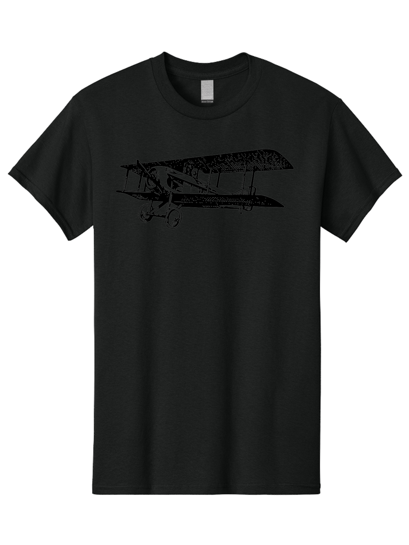Biplane-Illustration Men'S Graphic Tee, 100% Cotton, Comfortable Casual Summer Wear, Machine Washable, Vintage Airplane, Classic Aircraft, Biplane Design, Historical Aviation, World War I, Military Aircraft, Sopwith Camel, Iconic Plane, Aad781