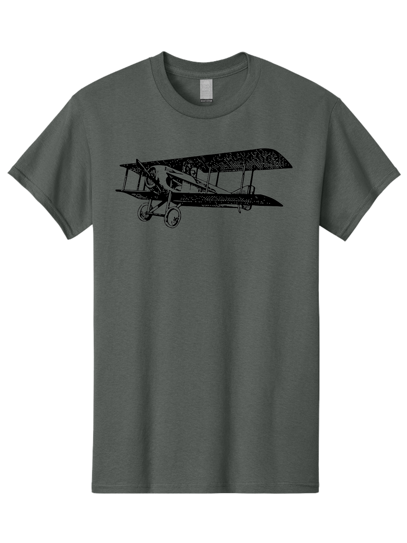 Biplane-Illustration Men'S Graphic Tee, 100% Cotton, Comfortable Casual Summer Wear, Machine Washable, Vintage Airplane, Classic Aircraft, Biplane Design, Historical Aviation, World War I, Military Aircraft, Sopwith Camel, Iconic Plane, Aad781