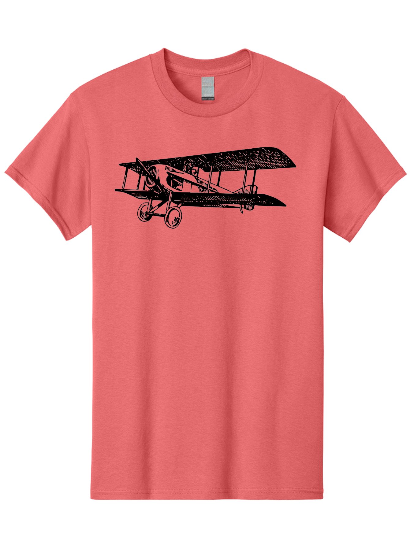 Biplane-Illustration Men'S Graphic Tee, 100% Cotton, Comfortable Casual Summer Wear, Machine Washable, Vintage Airplane, Classic Aircraft, Biplane Design, Historical Aviation, World War I, Military Aircraft, Sopwith Camel, Iconic Plane, Aad781