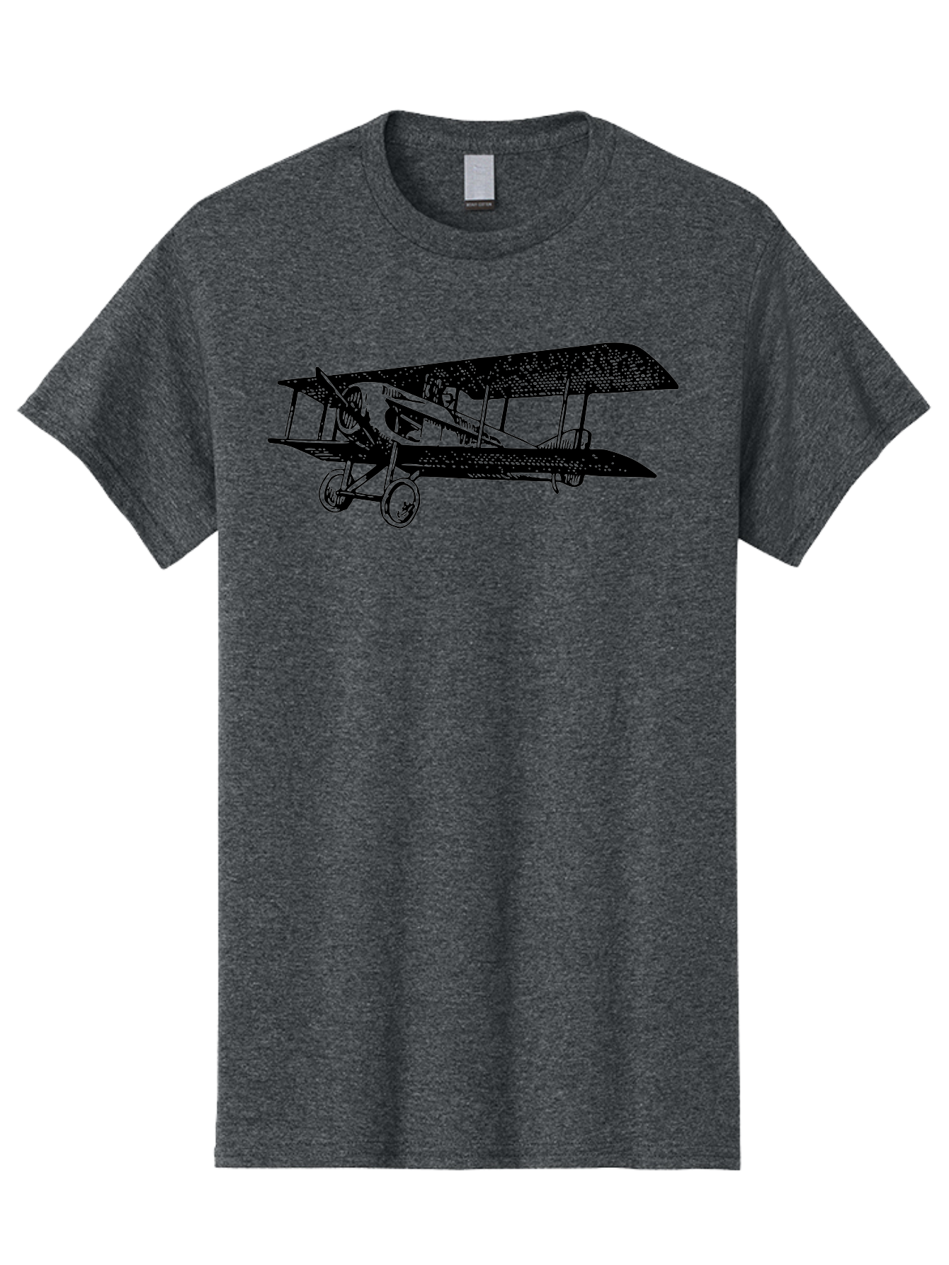 Biplane-Illustration Men'S Graphic Tee, 100% Cotton, Comfortable Casual Summer Wear, Machine Washable, Vintage Airplane, Classic Aircraft, Biplane Design, Historical Aviation, World War I, Military Aircraft, Sopwith Camel, Iconic Plane, Aad781