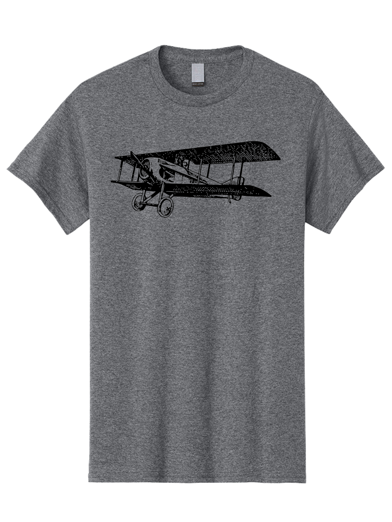 Biplane-Illustration Men'S Graphic Tee, 100% Cotton, Comfortable Casual Summer Wear, Machine Washable, Vintage Airplane, Classic Aircraft, Biplane Design, Historical Aviation, World War I, Military Aircraft, Sopwith Camel, Iconic Plane, Aad781