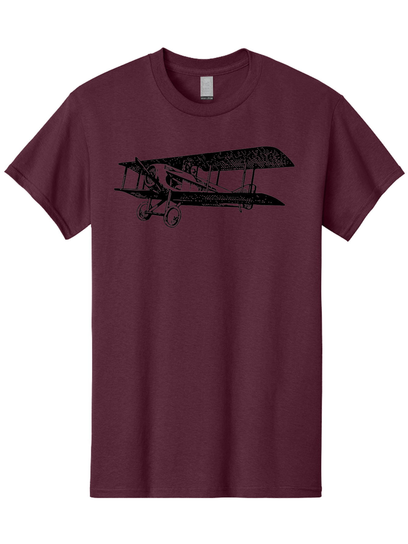 Biplane-Illustration Men'S Graphic Tee, 100% Cotton, Comfortable Casual Summer Wear, Machine Washable, Vintage Airplane, Classic Aircraft, Biplane Design, Historical Aviation, World War I, Military Aircraft, Sopwith Camel, Iconic Plane, Aad781
