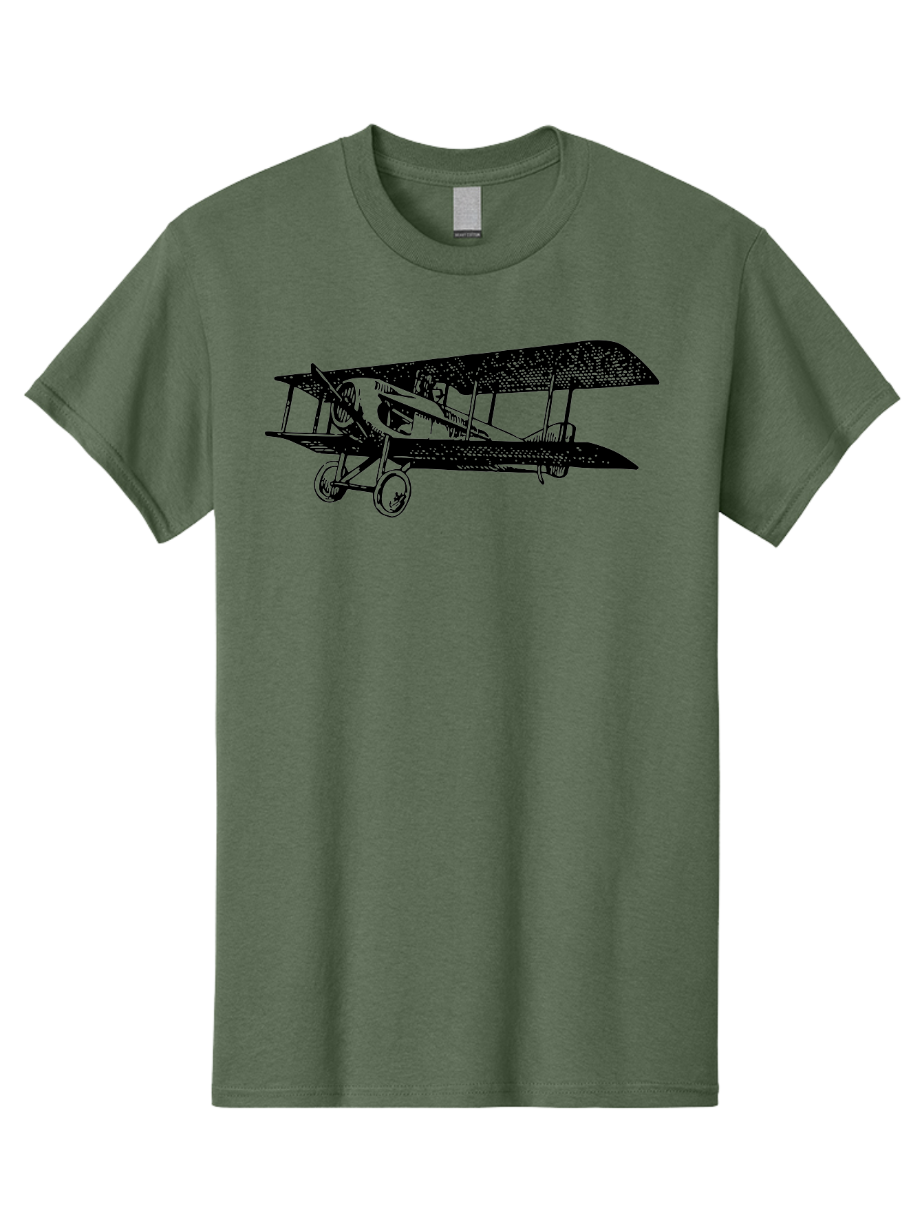 Biplane-Illustration Men'S Graphic Tee, 100% Cotton, Comfortable Casual Summer Wear, Machine Washable, Vintage Airplane, Classic Aircraft, Biplane Design, Historical Aviation, World War I, Military Aircraft, Sopwith Camel, Iconic Plane, Aad781