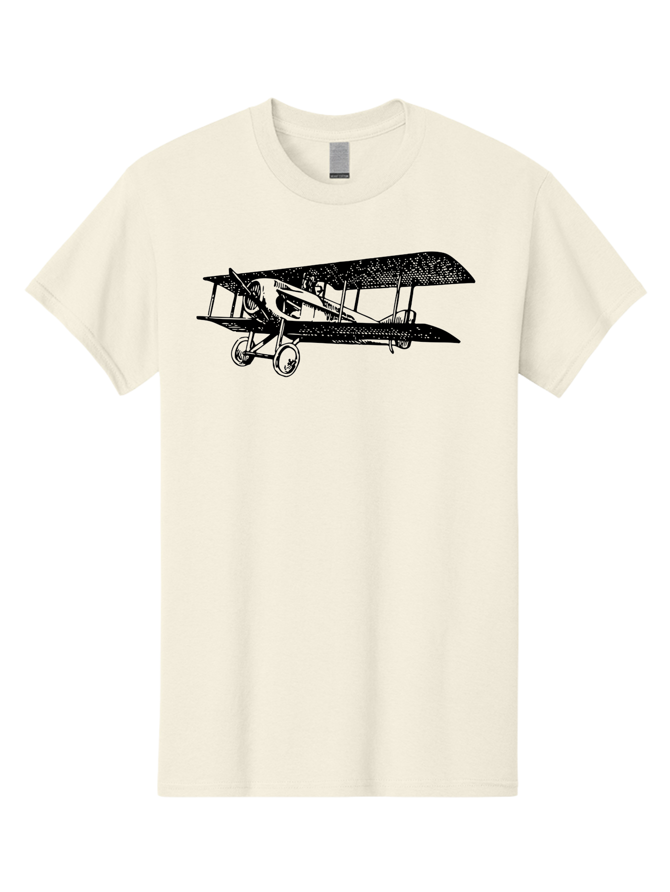 Biplane-Illustration Men'S Graphic Tee, 100% Cotton, Comfortable Casual Summer Wear, Machine Washable, Vintage Airplane, Classic Aircraft, Biplane Design, Historical Aviation, World War I, Military Aircraft, Sopwith Camel, Iconic Plane, Aad781
