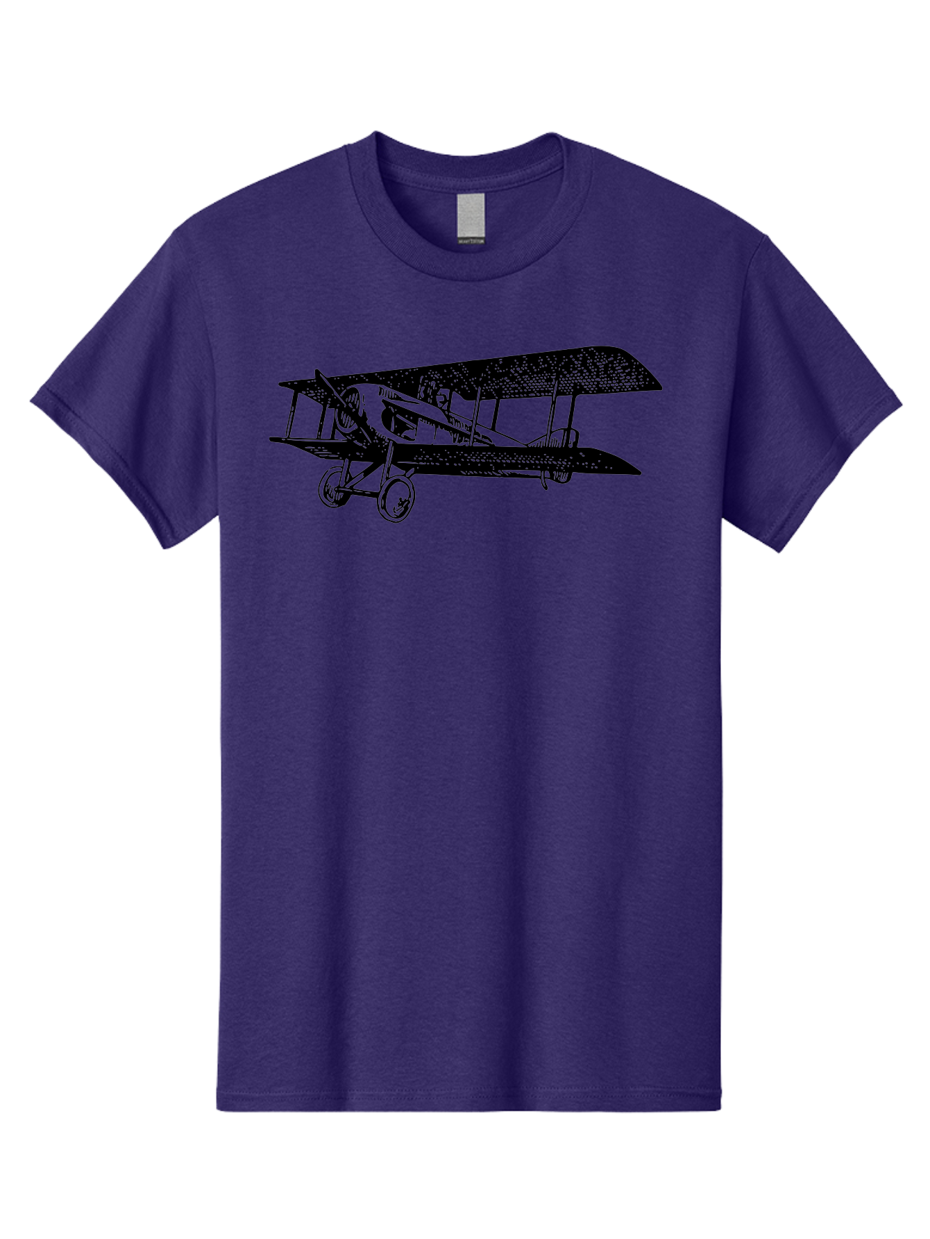 Biplane-Illustration Men'S Graphic Tee, 100% Cotton, Comfortable Casual Summer Wear, Machine Washable, Vintage Airplane, Classic Aircraft, Biplane Design, Historical Aviation, World War I, Military Aircraft, Sopwith Camel, Iconic Plane, Aad781