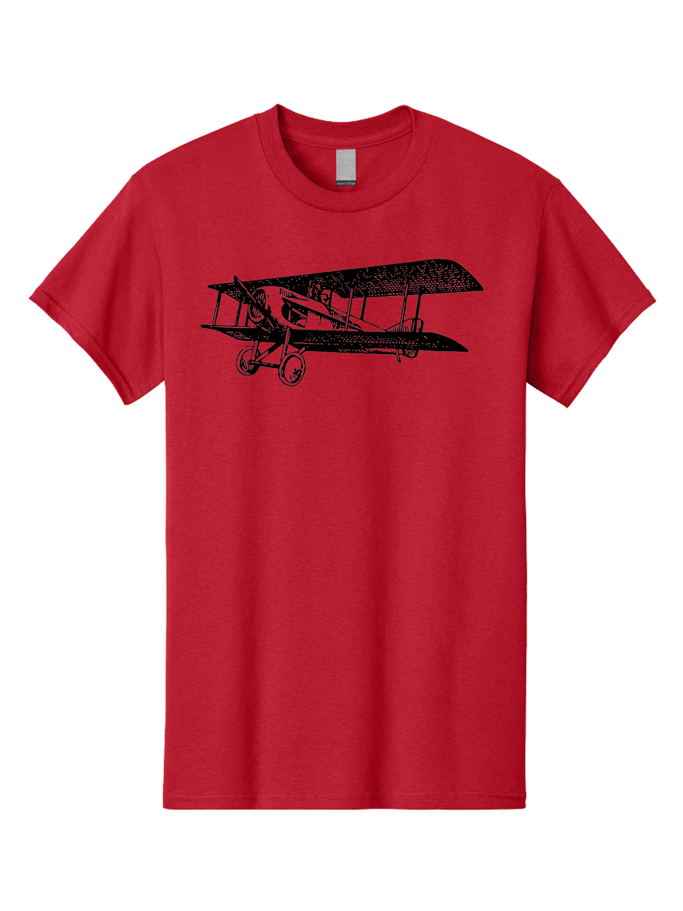 Biplane-Illustration Men'S Graphic Tee, 100% Cotton, Comfortable Casual Summer Wear, Machine Washable, Vintage Airplane, Classic Aircraft, Biplane Design, Historical Aviation, World War I, Military Aircraft, Sopwith Camel, Iconic Plane, Aad781