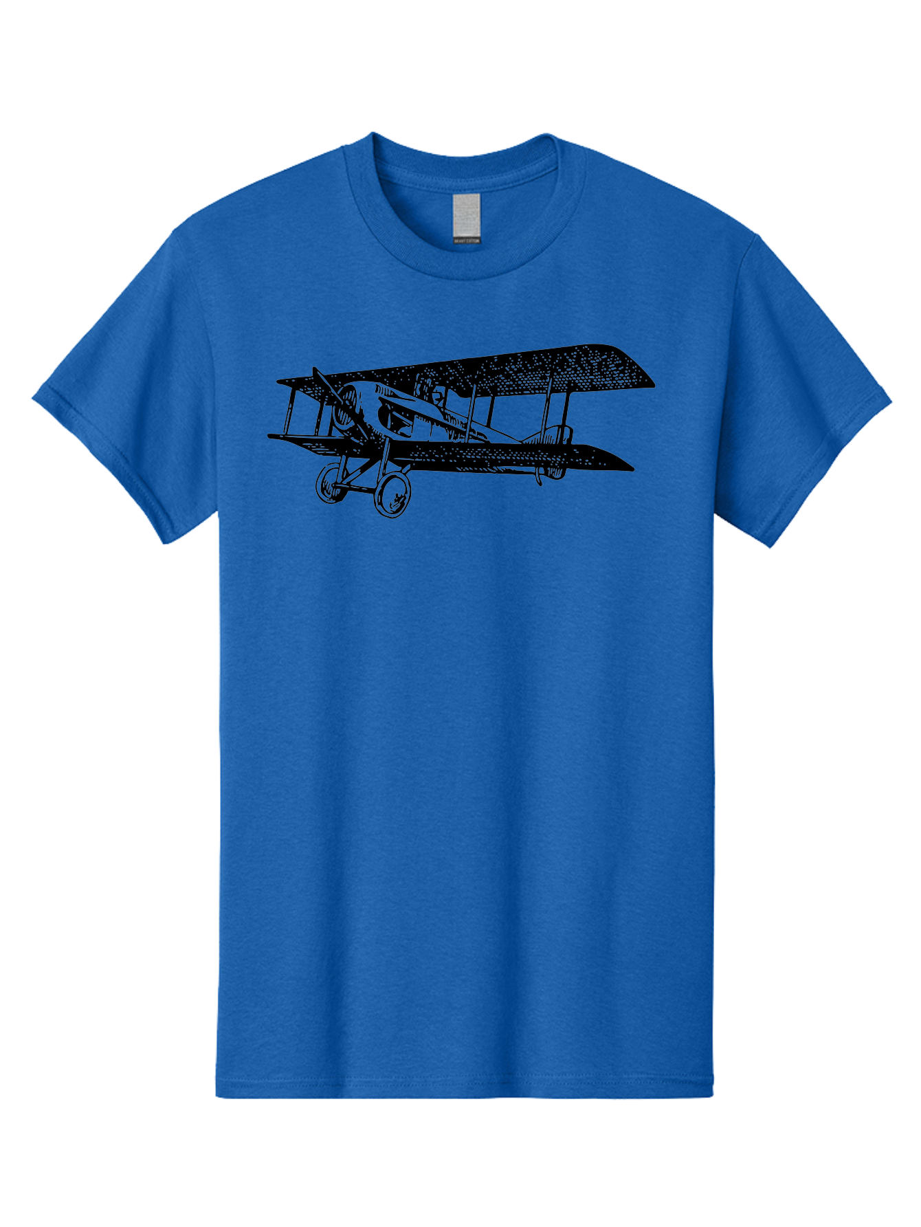 Biplane-Illustration Men'S Graphic Tee, 100% Cotton, Comfortable Casual Summer Wear, Machine Washable, Vintage Airplane, Classic Aircraft, Biplane Design, Historical Aviation, World War I, Military Aircraft, Sopwith Camel, Iconic Plane, Aad781