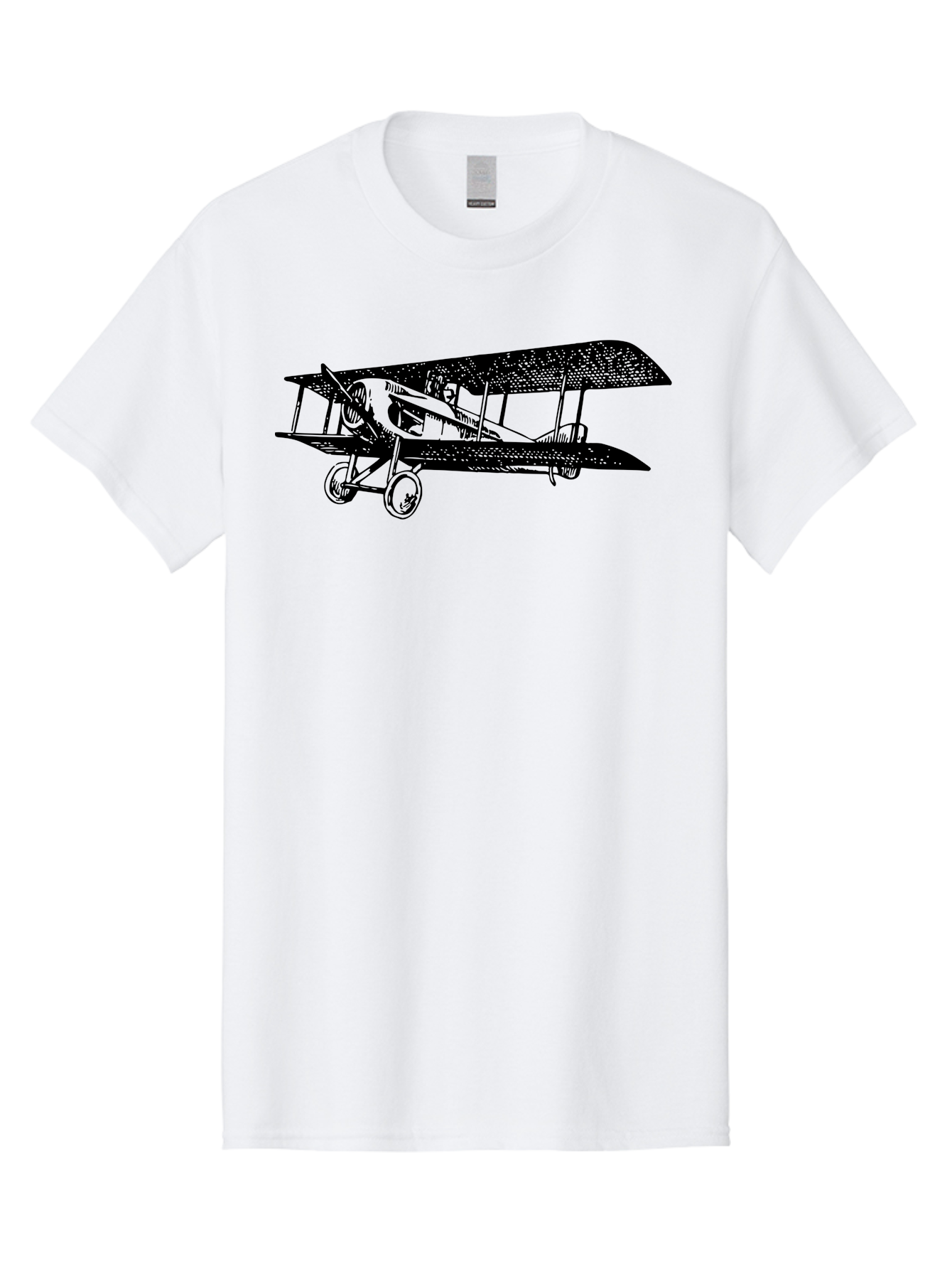Biplane-Illustration Men'S Graphic Tee, 100% Cotton, Comfortable Casual Summer Wear, Machine Washable, Vintage Airplane, Classic Aircraft, Biplane Design, Historical Aviation, World War I, Military Aircraft, Sopwith Camel, Iconic Plane, Aad781