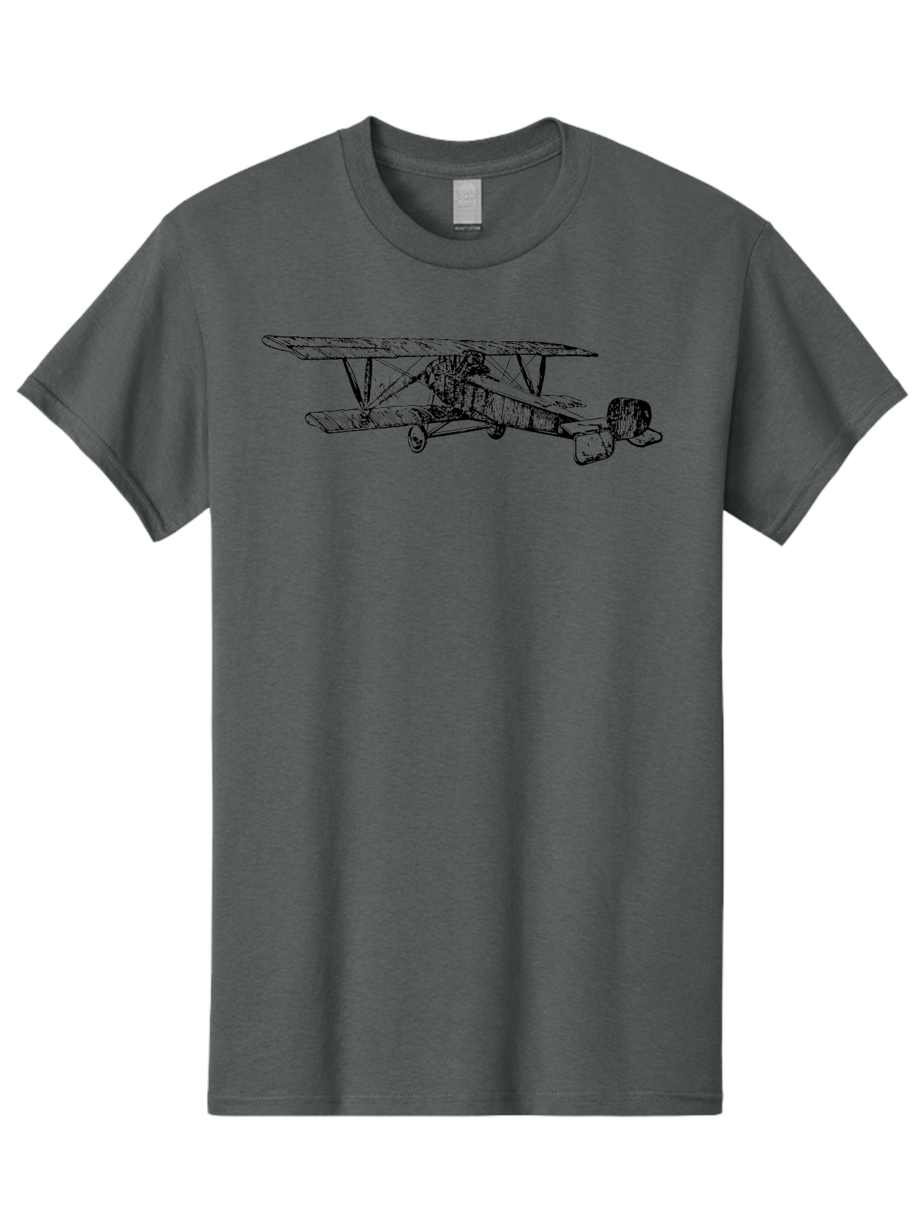 Biplane Men'S Graphic Tee, 100% Cotton, Comfortable Casual Summer Wear, Machine Washable, Vintage Airplane, Biplane Design, Sketch Art, Aviation History, Classic Aircraft, Retro Flying Machine, Nostalgic Transport Aad782