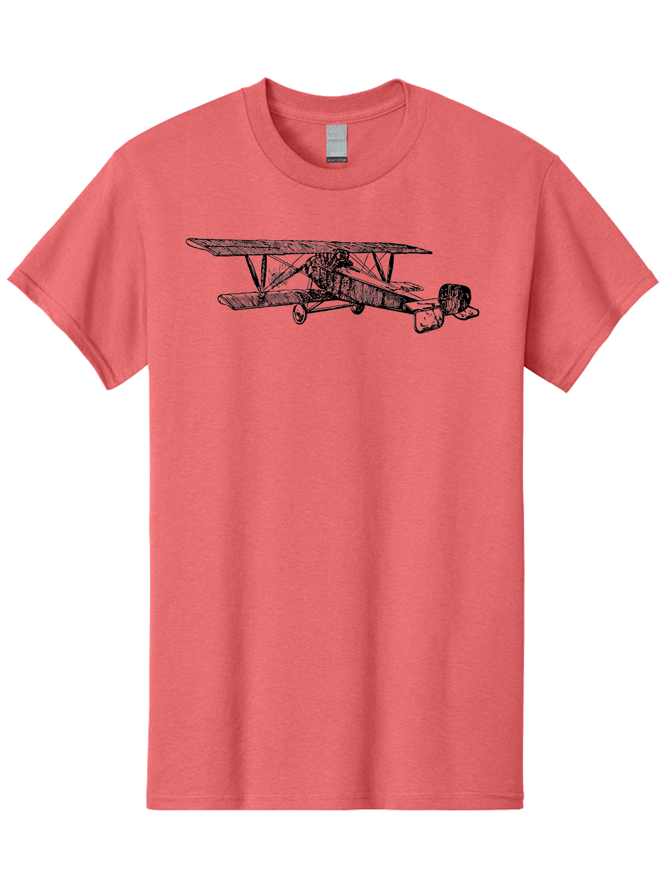 Biplane Men'S Graphic Tee, 100% Cotton, Comfortable Casual Summer Wear, Machine Washable, Vintage Airplane, Biplane Design, Sketch Art, Aviation History, Classic Aircraft, Retro Flying Machine, Nostalgic Transport Aad782