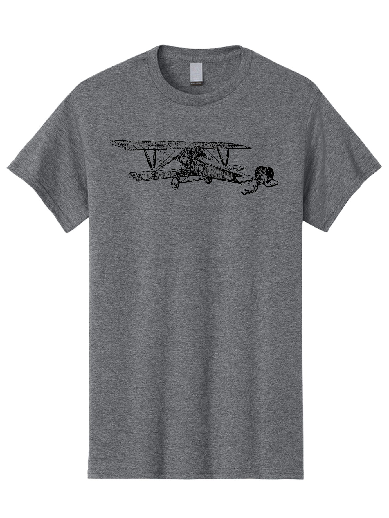 Biplane Men'S Graphic Tee, 100% Cotton, Comfortable Casual Summer Wear, Machine Washable, Vintage Airplane, Biplane Design, Sketch Art, Aviation History, Classic Aircraft, Retro Flying Machine, Nostalgic Transport Aad782