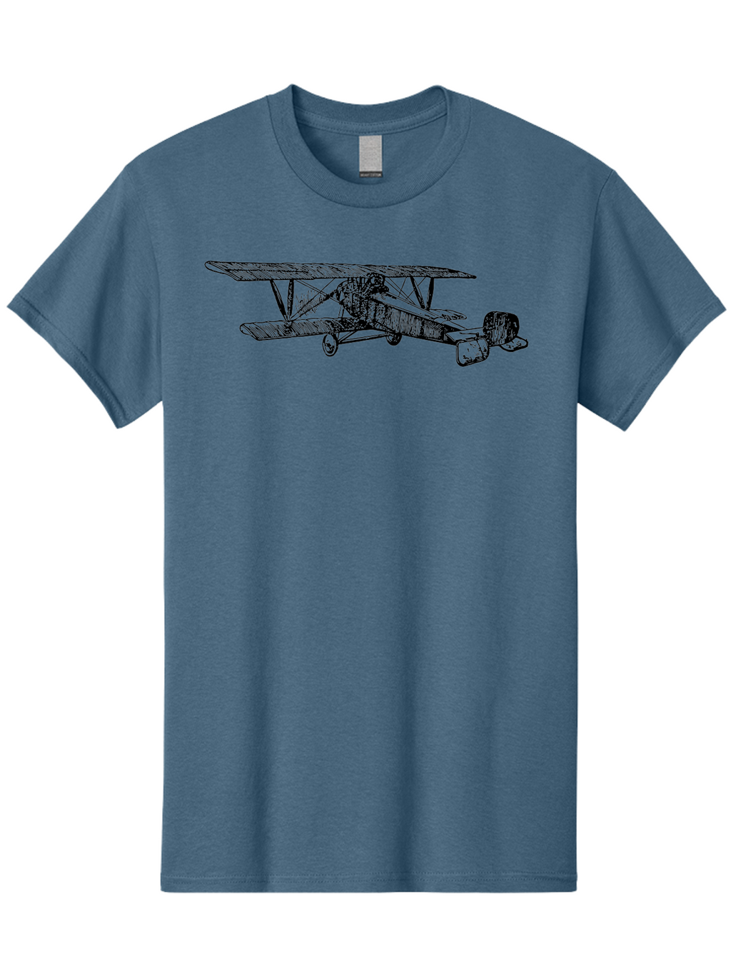 Biplane Men'S Graphic Tee, 100% Cotton, Comfortable Casual Summer Wear, Machine Washable, Vintage Airplane, Biplane Design, Sketch Art, Aviation History, Classic Aircraft, Retro Flying Machine, Nostalgic Transport Aad782