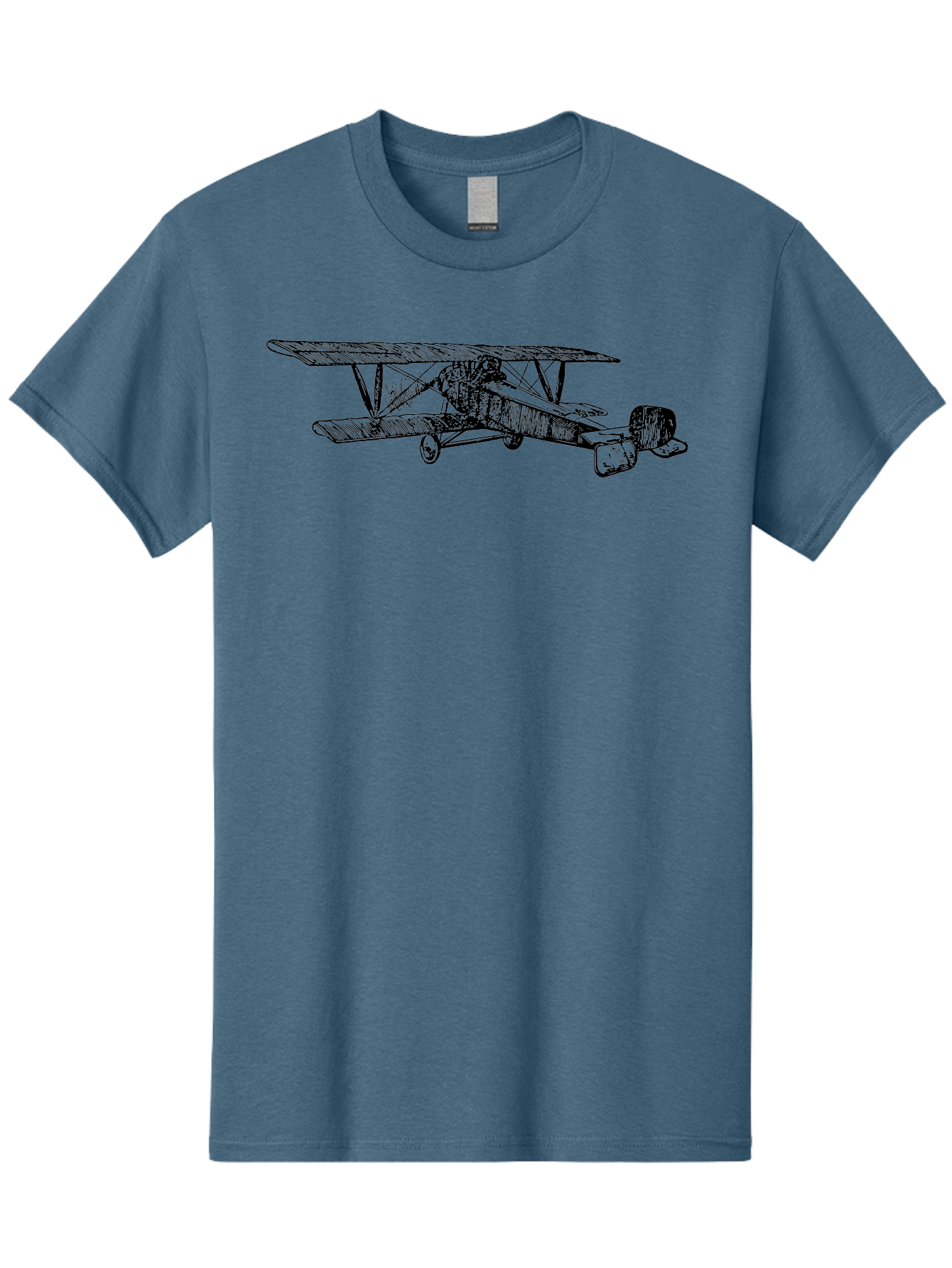 Biplane Men'S Graphic Tee, 100% Cotton, Comfortable Casual Summer Wear, Machine Washable, Vintage Airplane, Biplane Design, Sketch Art, Aviation History, Classic Aircraft, Retro Flying Machine, Nostalgic Transport Aad782