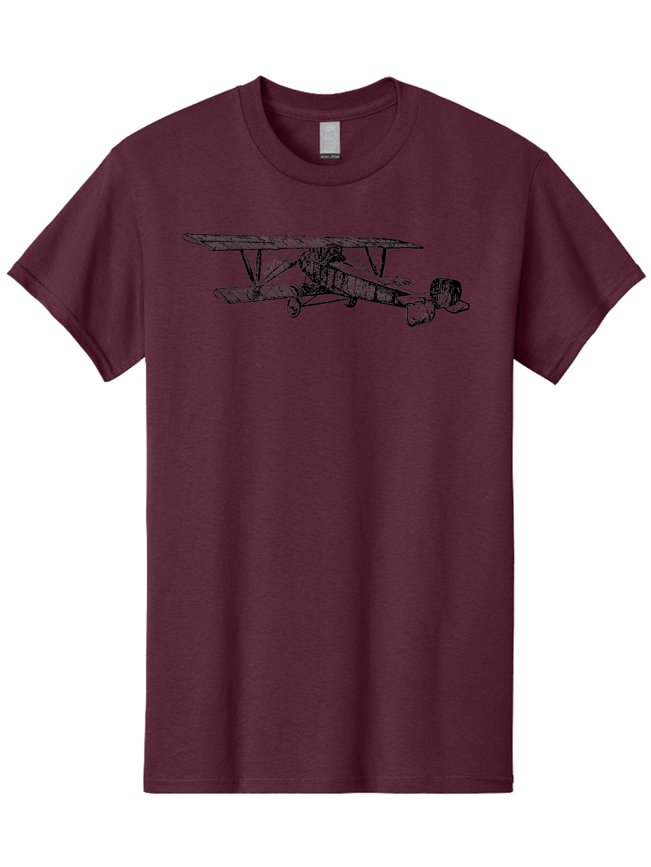 Biplane Men'S Graphic Tee, 100% Cotton, Comfortable Casual Summer Wear, Machine Washable, Vintage Airplane, Biplane Design, Sketch Art, Aviation History, Classic Aircraft, Retro Flying Machine, Nostalgic Transport Aad782