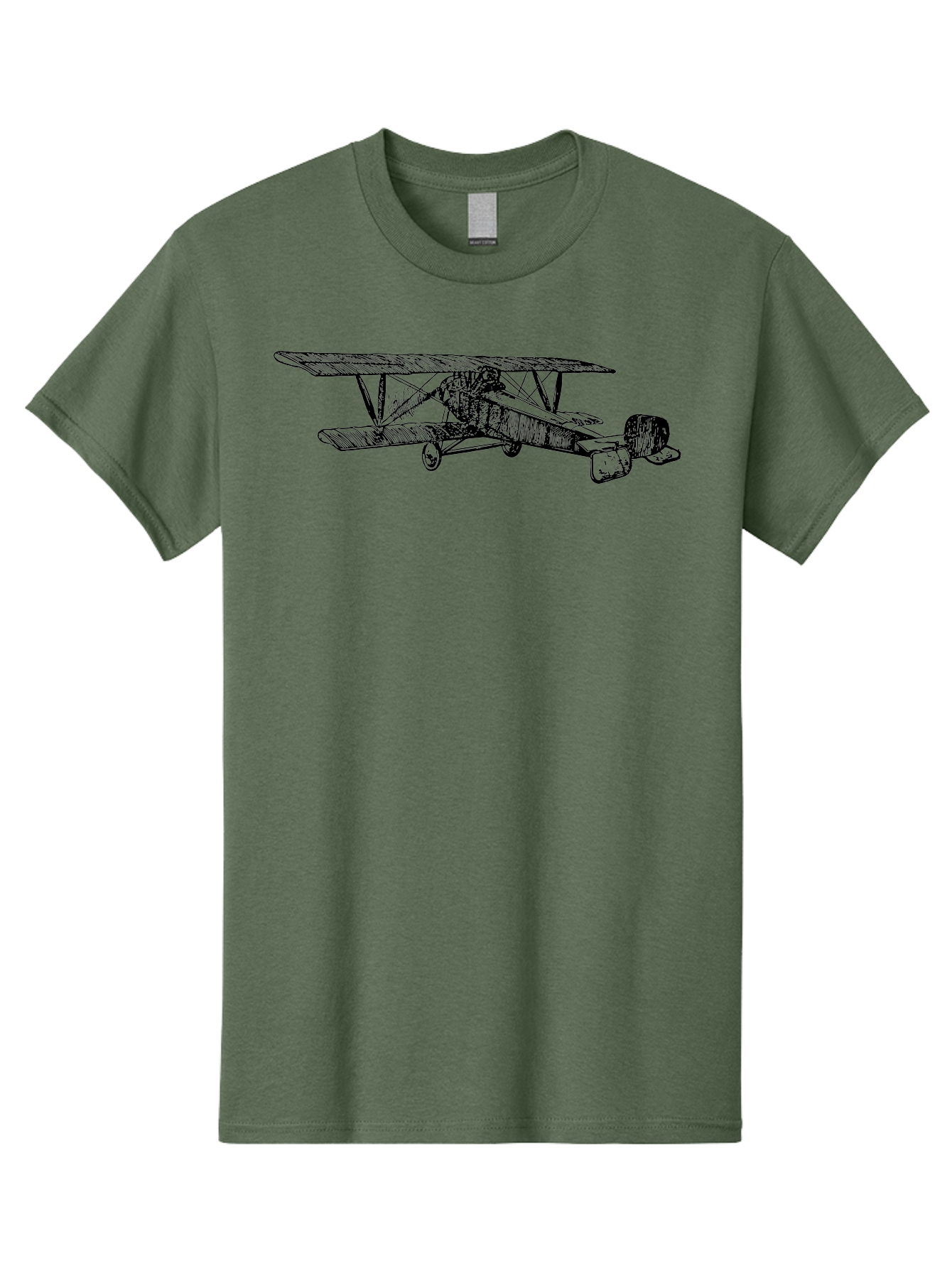 Biplane Men'S Graphic Tee, 100% Cotton, Comfortable Casual Summer Wear, Machine Washable, Vintage Airplane, Biplane Design, Sketch Art, Aviation History, Classic Aircraft, Retro Flying Machine, Nostalgic Transport Aad782