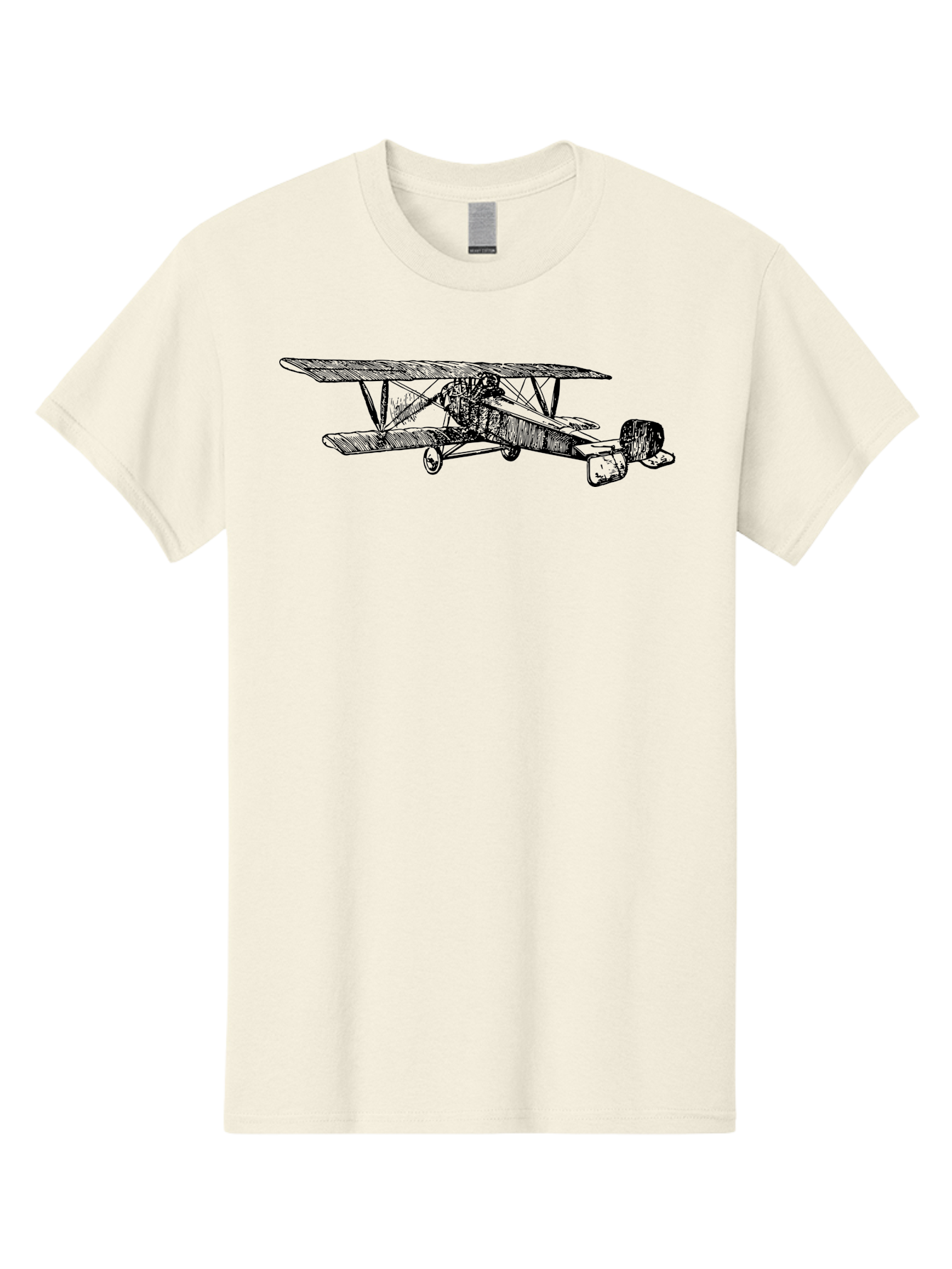 Biplane Men'S Graphic Tee, 100% Cotton, Comfortable Casual Summer Wear, Machine Washable, Vintage Airplane, Biplane Design, Sketch Art, Aviation History, Classic Aircraft, Retro Flying Machine, Nostalgic Transport Aad782