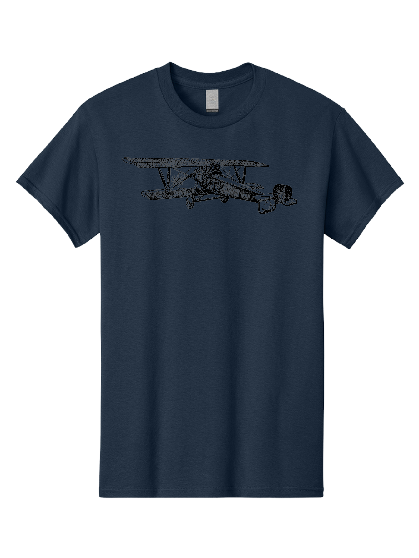 Biplane Men'S Graphic Tee, 100% Cotton, Comfortable Casual Summer Wear, Machine Washable, Vintage Airplane, Biplane Design, Sketch Art, Aviation History, Classic Aircraft, Retro Flying Machine, Nostalgic Transport Aad782