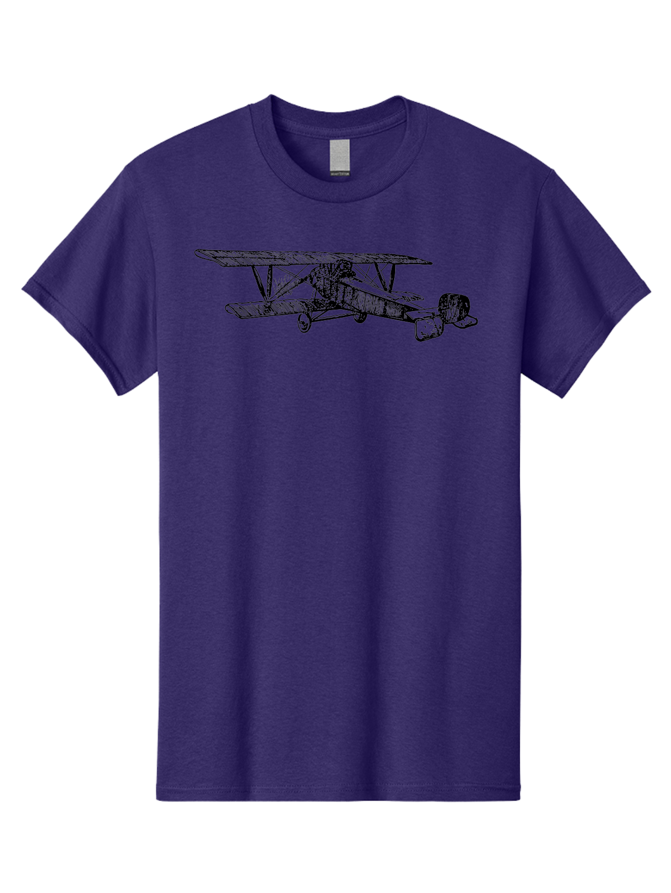 Biplane Men'S Graphic Tee, 100% Cotton, Comfortable Casual Summer Wear, Machine Washable, Vintage Airplane, Biplane Design, Sketch Art, Aviation History, Classic Aircraft, Retro Flying Machine, Nostalgic Transport Aad782