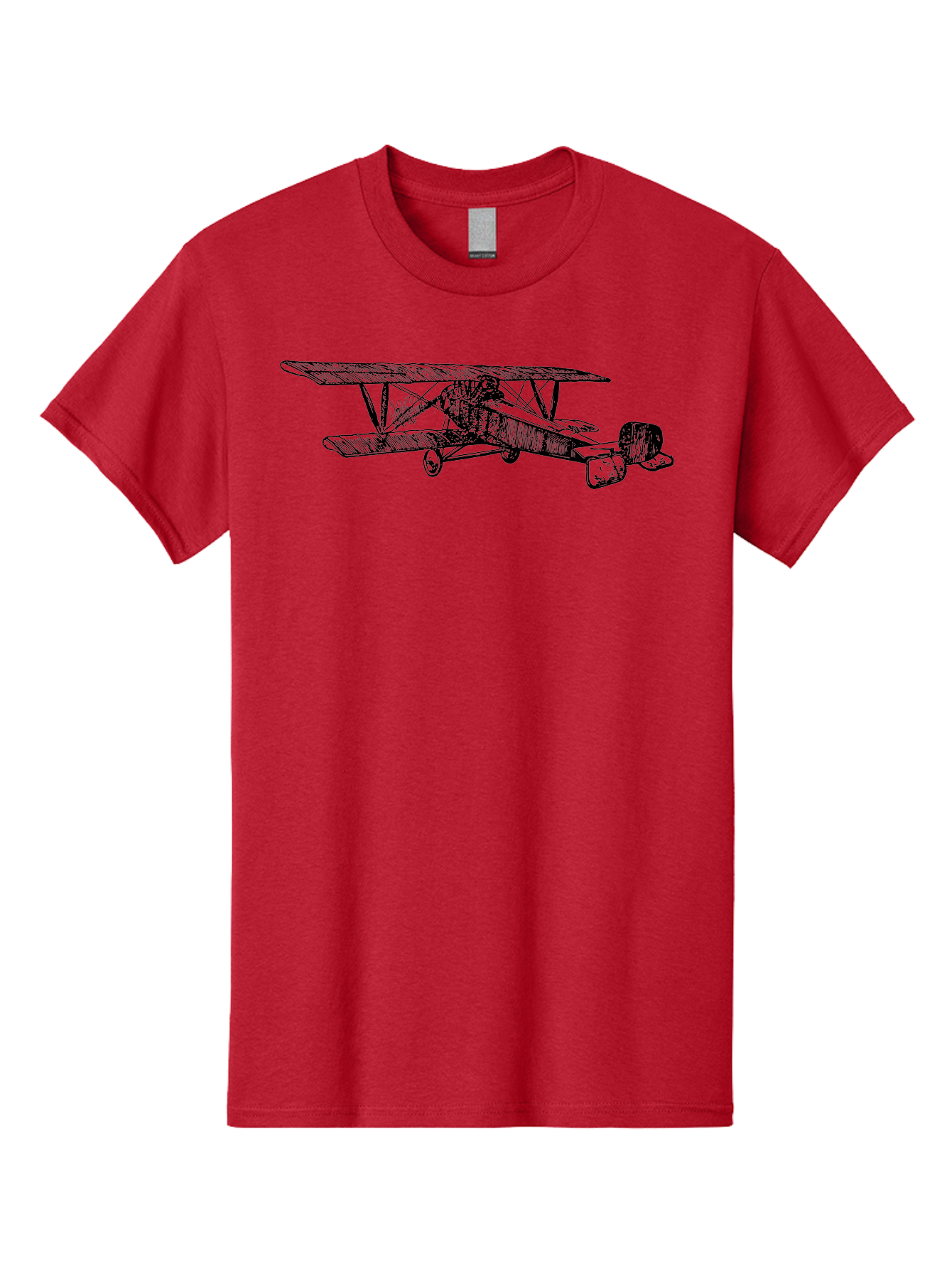Biplane Men'S Graphic Tee, 100% Cotton, Comfortable Casual Summer Wear, Machine Washable, Vintage Airplane, Biplane Design, Sketch Art, Aviation History, Classic Aircraft, Retro Flying Machine, Nostalgic Transport Aad782