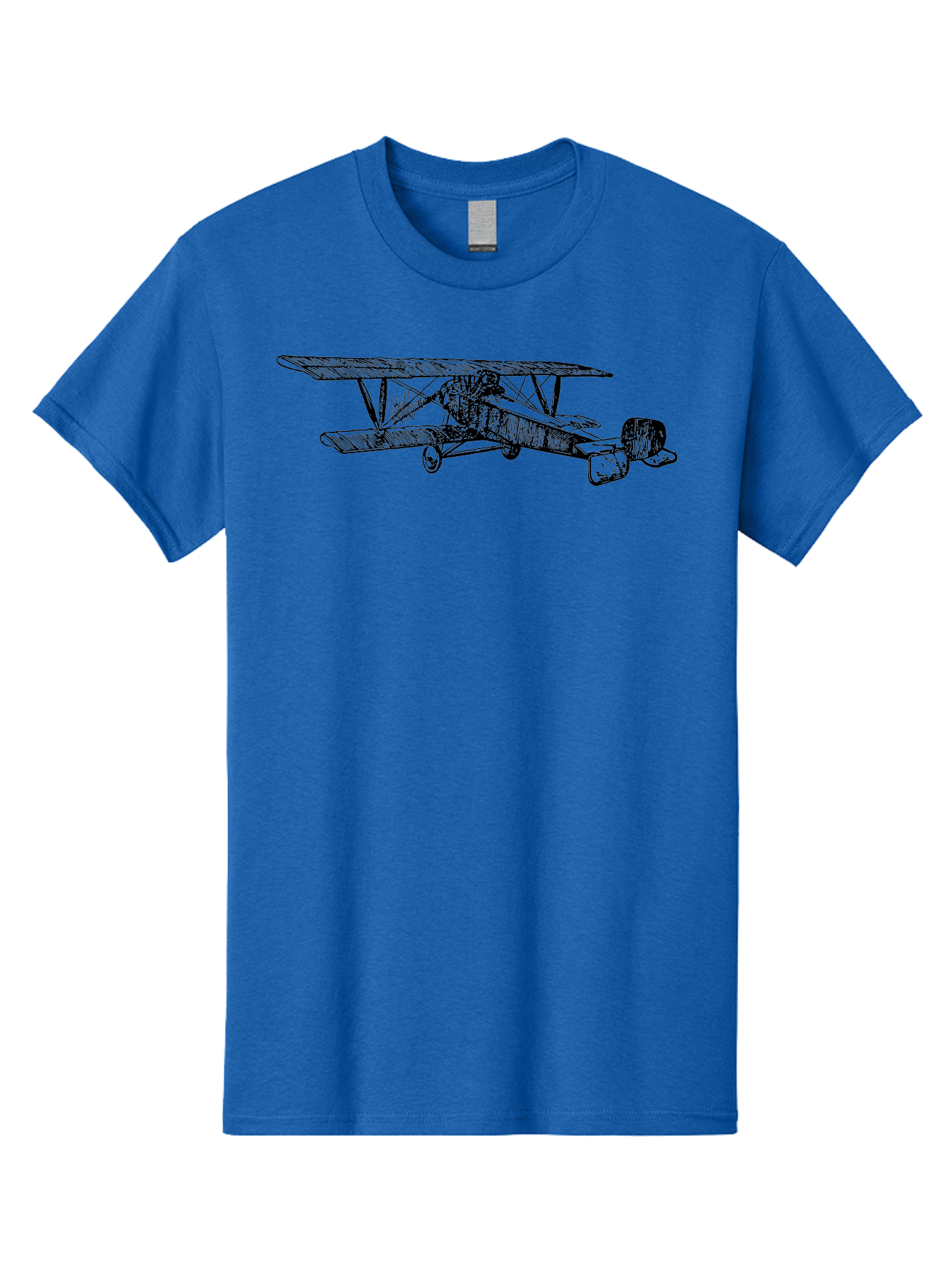 Biplane Men'S Graphic Tee, 100% Cotton, Comfortable Casual Summer Wear, Machine Washable, Vintage Airplane, Biplane Design, Sketch Art, Aviation History, Classic Aircraft, Retro Flying Machine, Nostalgic Transport Aad782