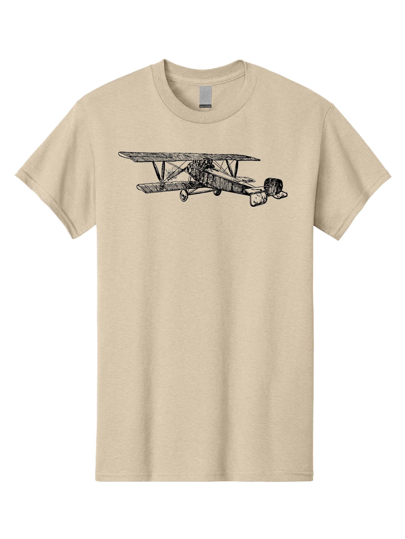 Biplane Men'S Graphic Tee, 100% Cotton, Comfortable Casual Summer Wear, Machine Washable, Vintage Airplane, Biplane Design, Sketch Art, Aviation History, Classic Aircraft, Retro Flying Machine, Nostalgic Transport Aad782