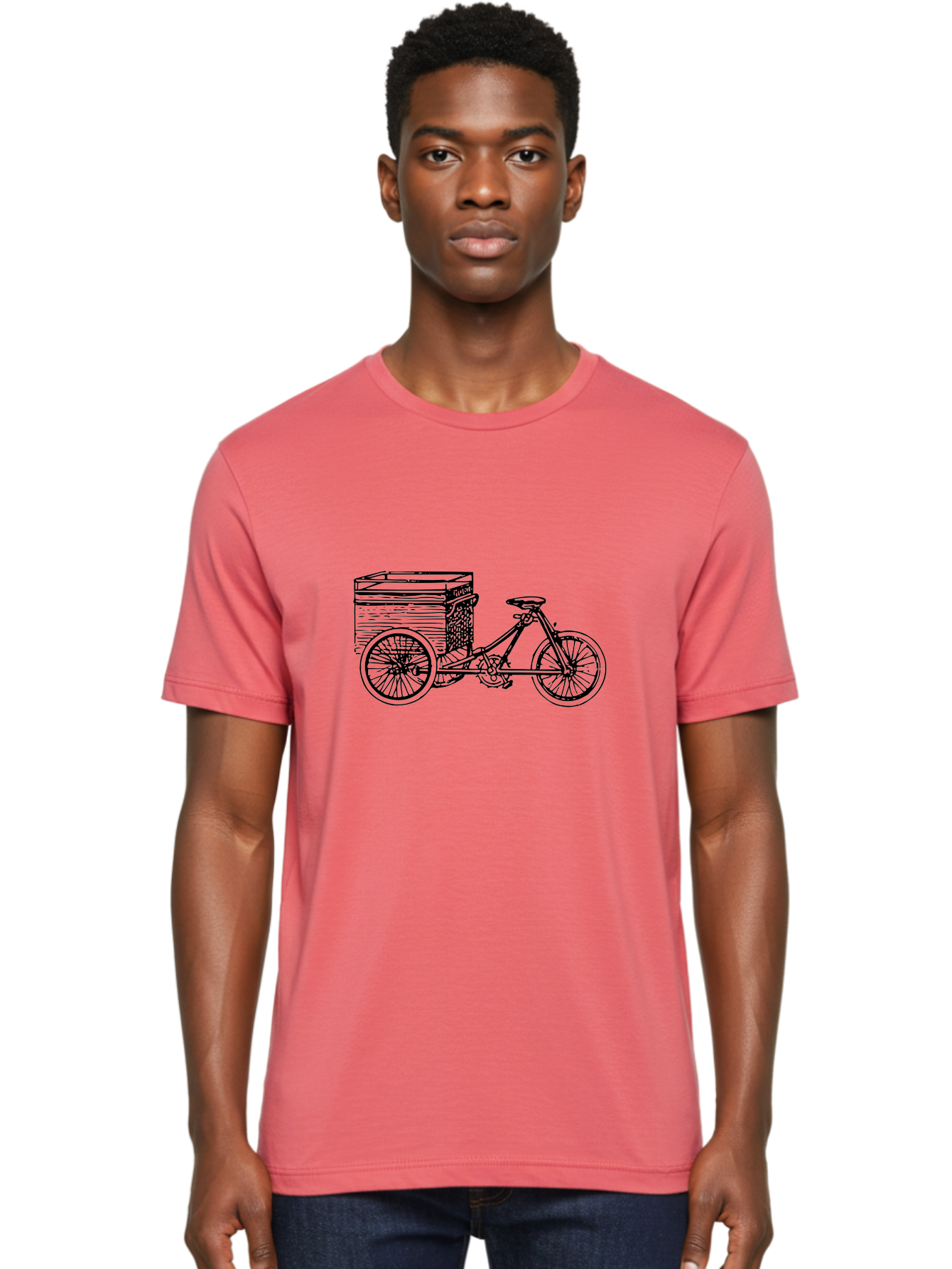 Cargobike Men'S Graphic Tee, 100% Cotton, Comfortable Casual Summer Wear, Machine Washable, Vintage Tricycle, Retro Bicycle, Goldilocks Branding, Cargo Bike, Three-Wheeled Vehicle, Nostalgic Design, Antique Bike Aad783