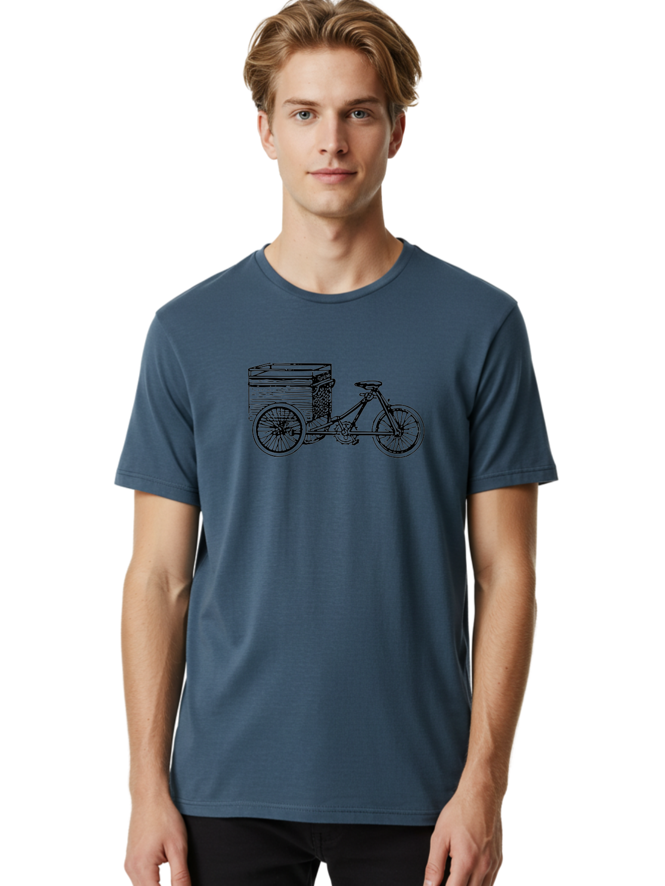 Cargobike Men'S Graphic Tee, 100% Cotton, Comfortable Casual Summer Wear, Machine Washable, Vintage Tricycle, Retro Bicycle, Goldilocks Branding, Cargo Bike, Three-Wheeled Vehicle, Nostalgic Design, Antique Bike Aad783