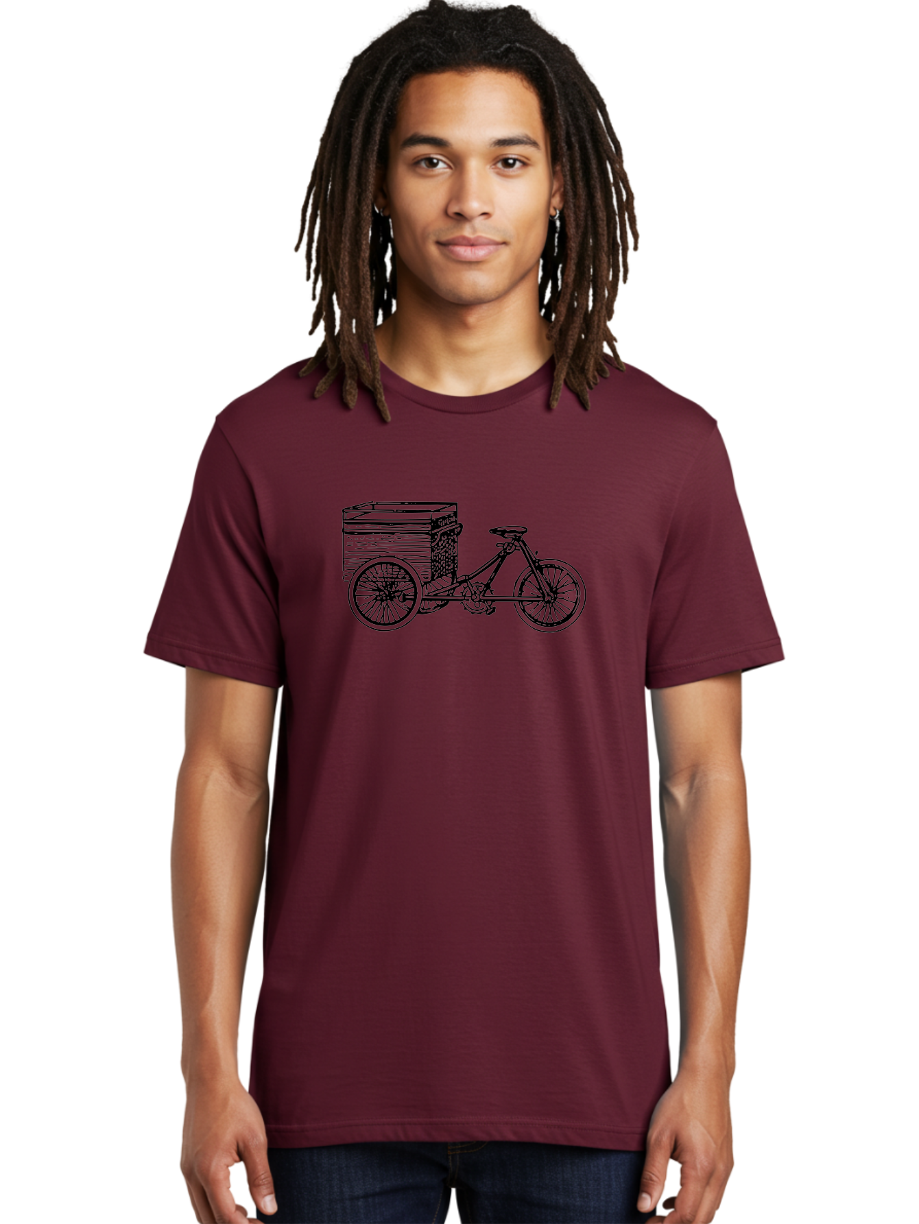 Cargobike Men'S Graphic Tee, 100% Cotton, Comfortable Casual Summer Wear, Machine Washable, Vintage Tricycle, Retro Bicycle, Goldilocks Branding, Cargo Bike, Three-Wheeled Vehicle, Nostalgic Design, Antique Bike Aad783