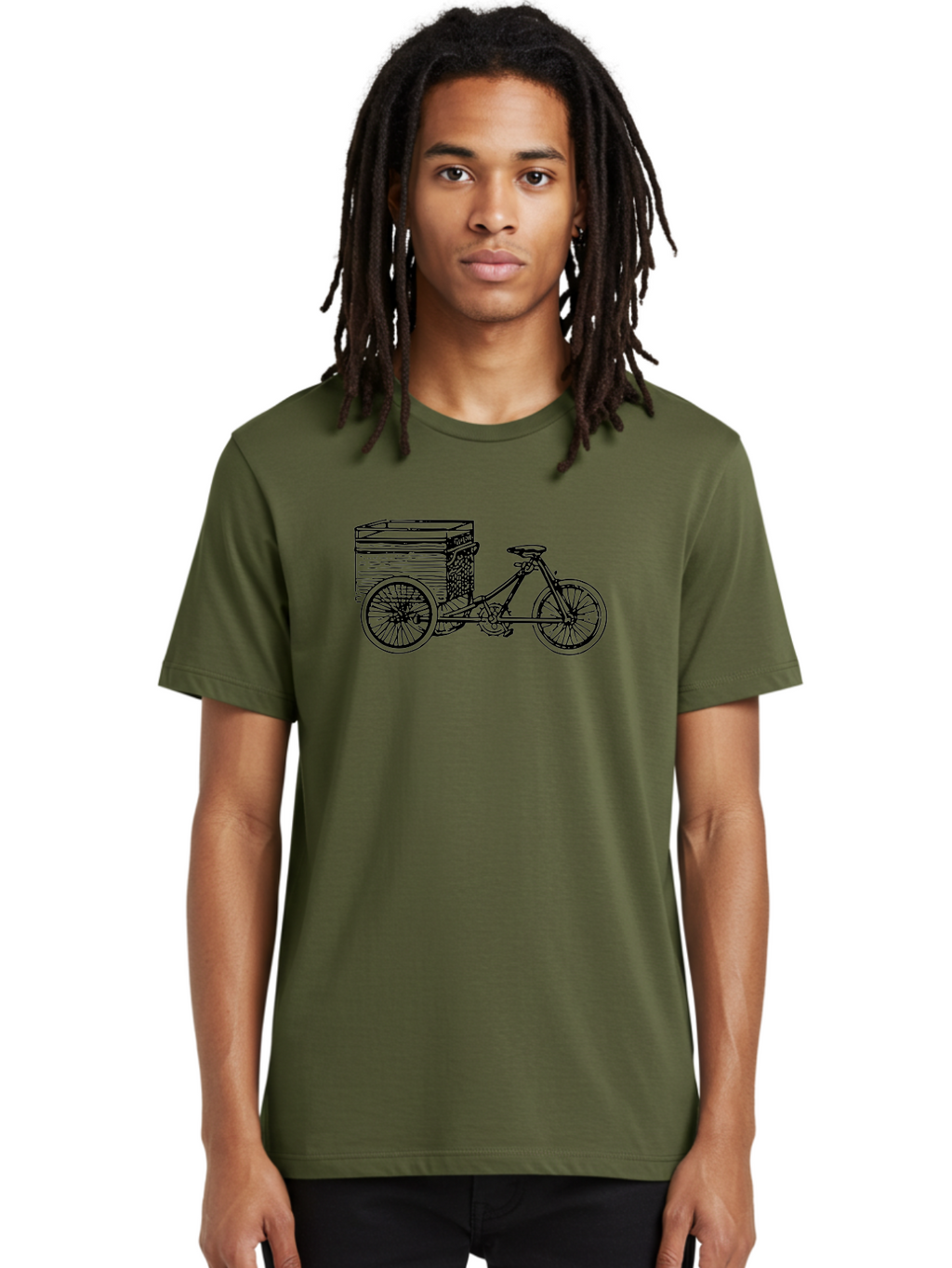 Cargobike Men'S Graphic Tee, 100% Cotton, Comfortable Casual Summer Wear, Machine Washable, Vintage Tricycle, Retro Bicycle, Goldilocks Branding, Cargo Bike, Three-Wheeled Vehicle, Nostalgic Design, Antique Bike Aad783