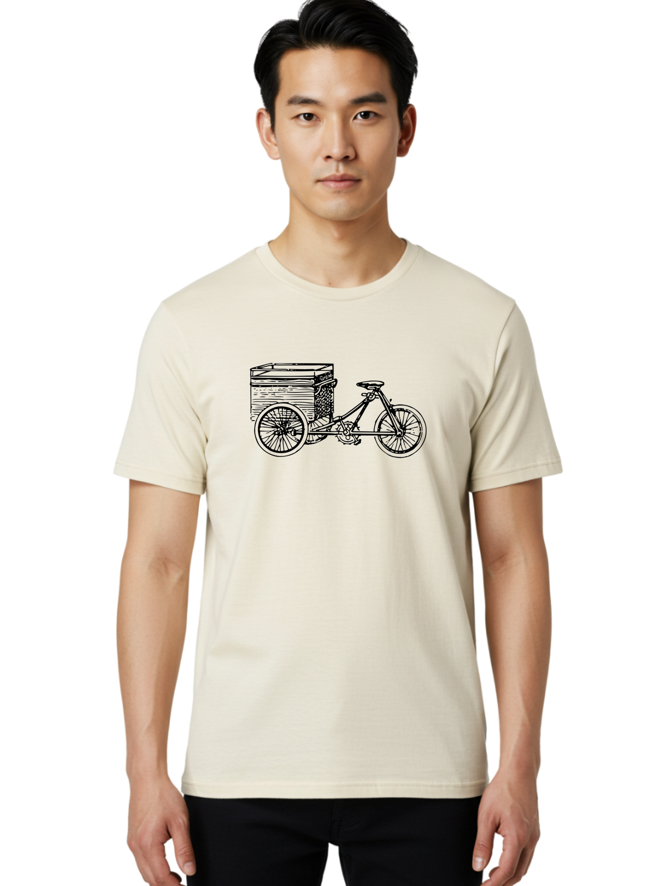 Cargobike Men'S Graphic Tee, 100% Cotton, Comfortable Casual Summer Wear, Machine Washable, Vintage Tricycle, Retro Bicycle, Goldilocks Branding, Cargo Bike, Three-Wheeled Vehicle, Nostalgic Design, Antique Bike Aad783
