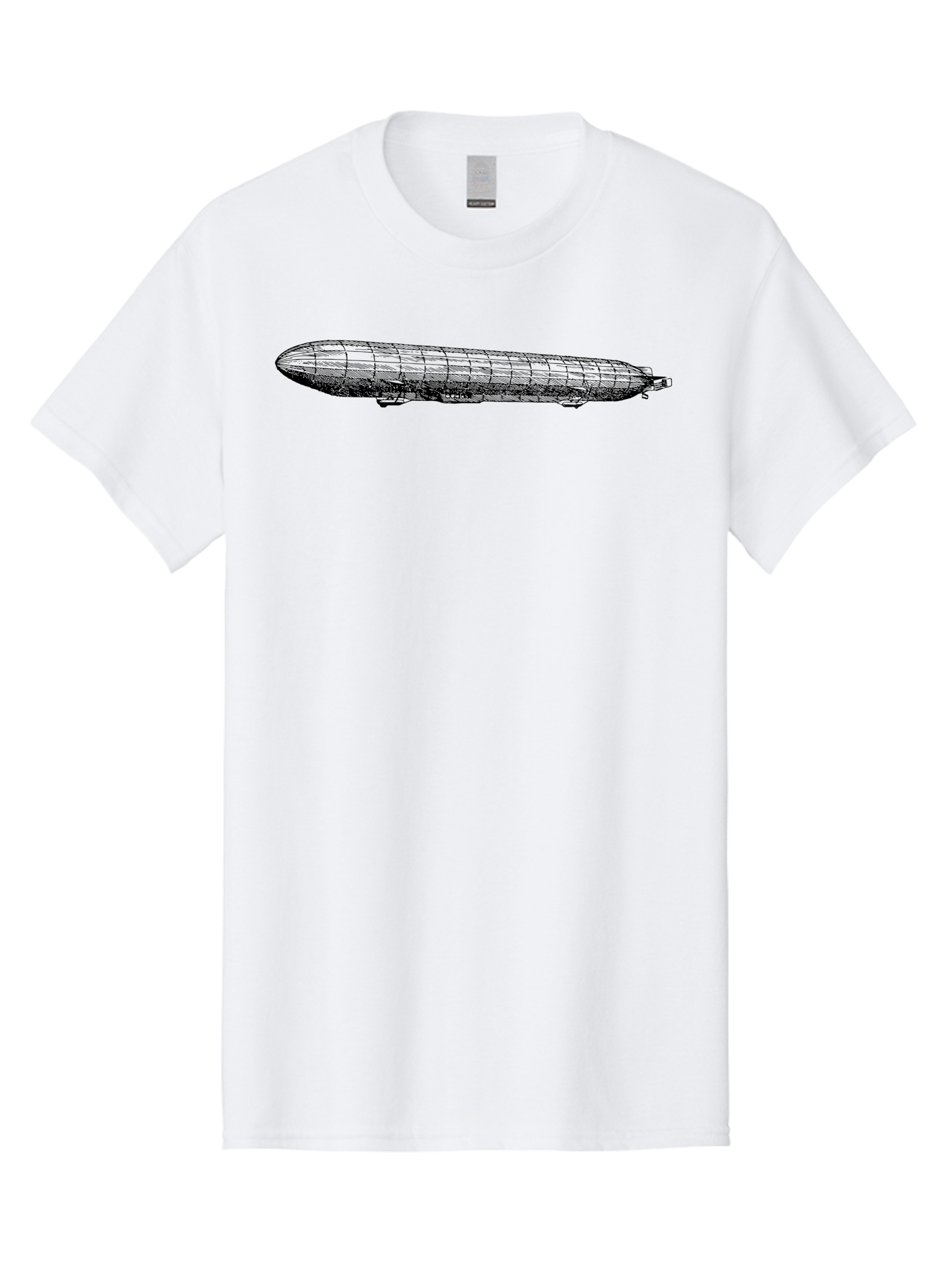 Dirigible Men'S Graphic Tee, 100% Cotton, Comfortable Casual Summer Wear, Machine Washable, Vintage Zeppelin, Historical Aircraft, Wireframe Model, 3D Rendering, Historical Aviation, Nostalgic Design, Retro Technology, German Engineering Aad786