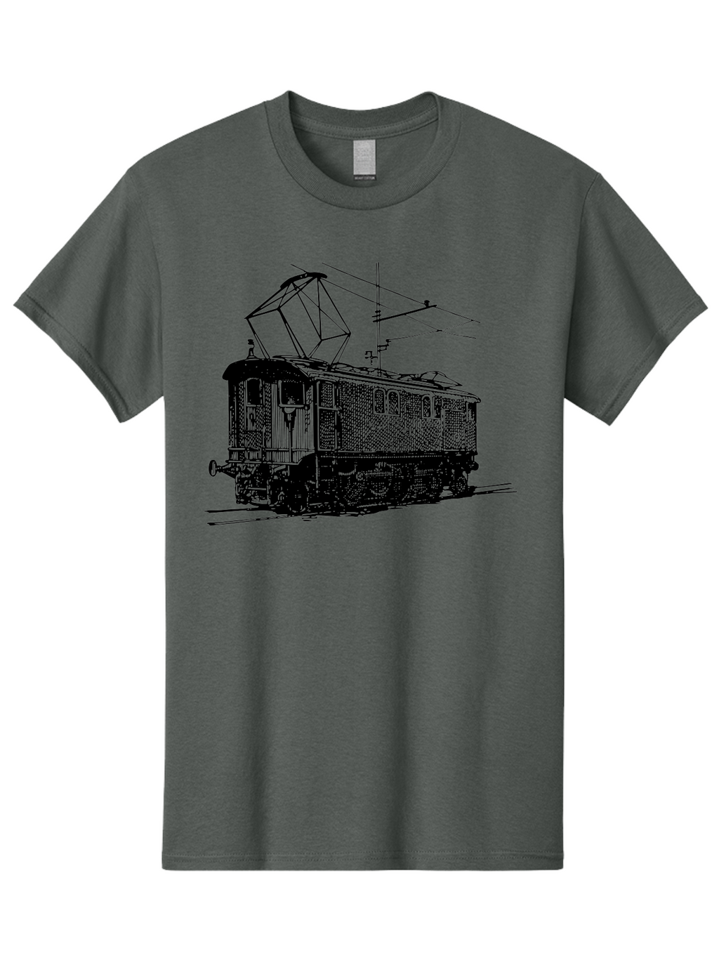 Electric-Train Men'S Graphic Tee, 100% Cotton, Comfortable Casual Summer Wear, Machine Washable, Vintage Electric Train, Railway Locomotive, Transportation Mode, Electric Power, Railway Technology, Historic Train Design, Public Transit Aad788