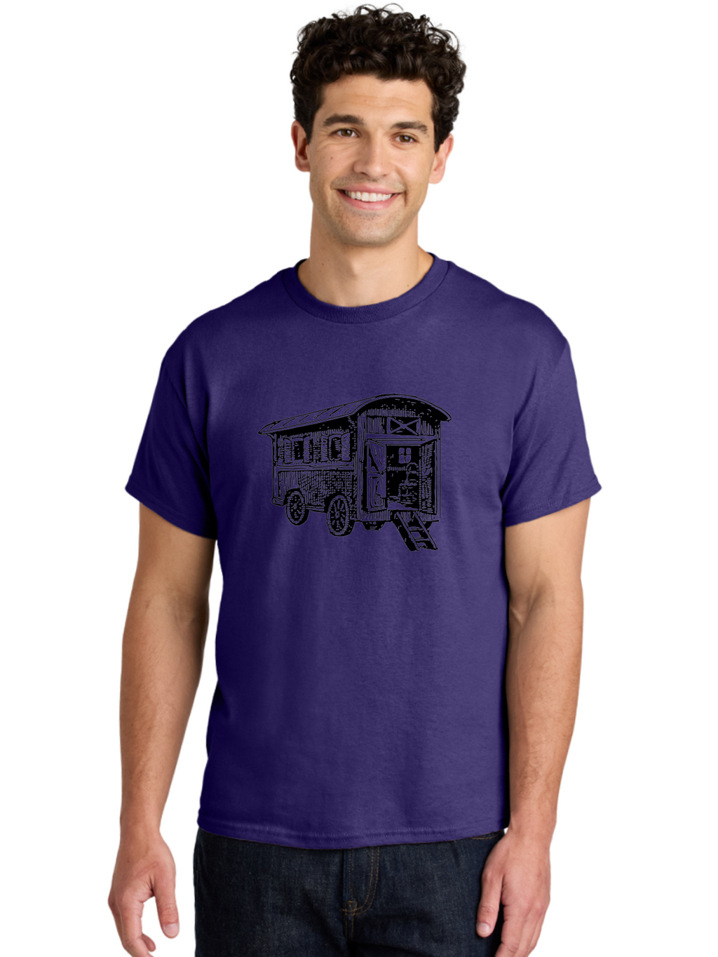 Gypsy-Vardo Men'S Graphic Tee, 100% Cotton, Comfortable Casual Summer Wear, Machine Washable, Gypsy Caravan, Vintage Trailer, Wooden Caravan, Rustic Charm, Travel Trailer, Nomadic Lifestyle, Alternative Living, Bohemian Style Aad791