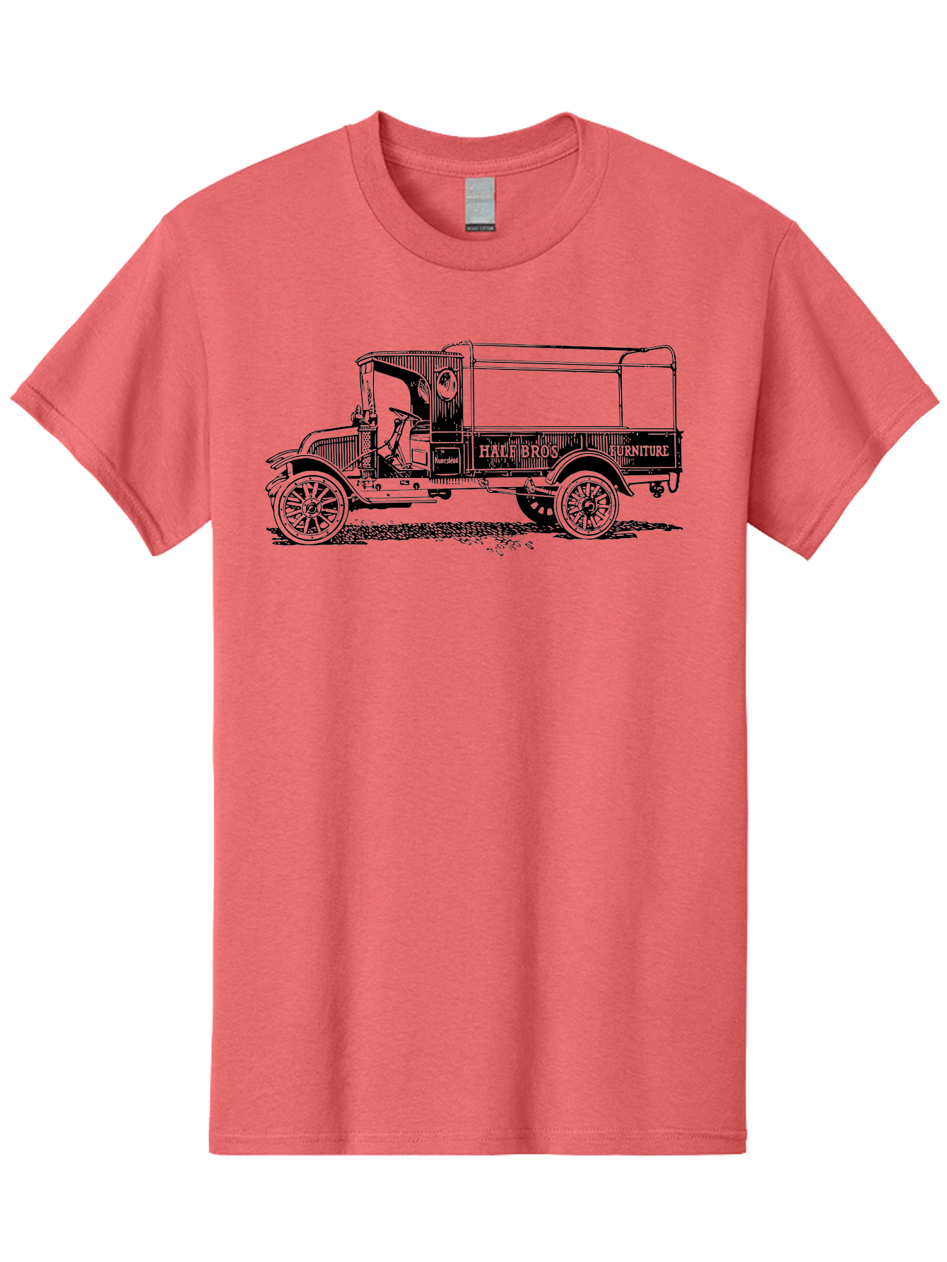 Hall-Bros-Furniture Men'S Graphic Tee, 100% Cotton, Comfortable Casual Summer Wear, Machine Washable, Vintage Truck, Antique Delivery Vehicle, Hale Bros Furniture, Classic Truck Design, Old Truck, Retro Transportation, Furniture Delivery, Aad792