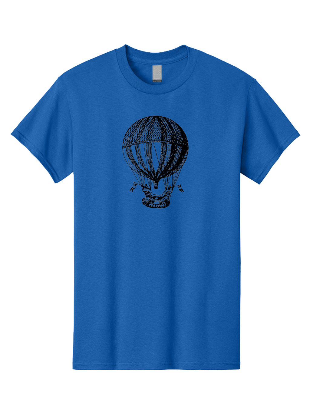 Hot-Air-Balloon-1 Men'S Graphic Tee, 100% Cotton, Comfortable Casual Summer Wear, Machine Washable, Vintage Hot Air Balloon, Retro Illustration, Adventurous Flight, Historic Aircraft, Flying High, Serene Landscape, Nostalgic Feel, Classic Art Aad796