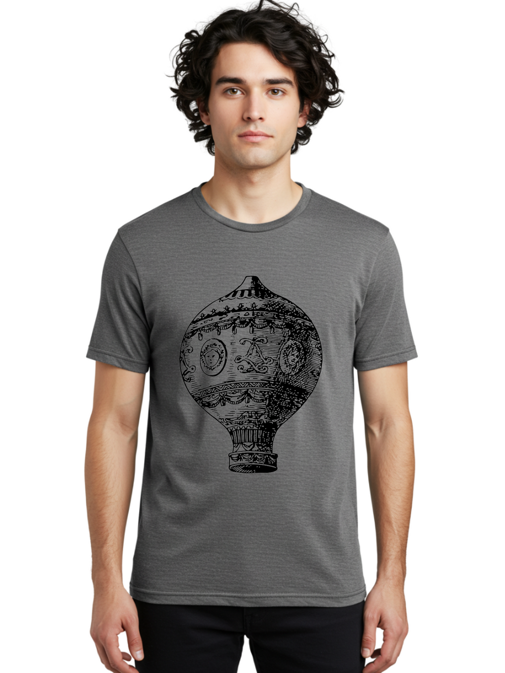 Ornate-Vase Men'S Graphic Tee, 100% Cotton, Comfortable Casual Summer Wear, Machine Washable, Perfume Bottle, Vintage Bottle, Ornate Design, Black Illustration, Decorative Art, Antique Style, Luxury Fragrance, Intricate Details, Aad799