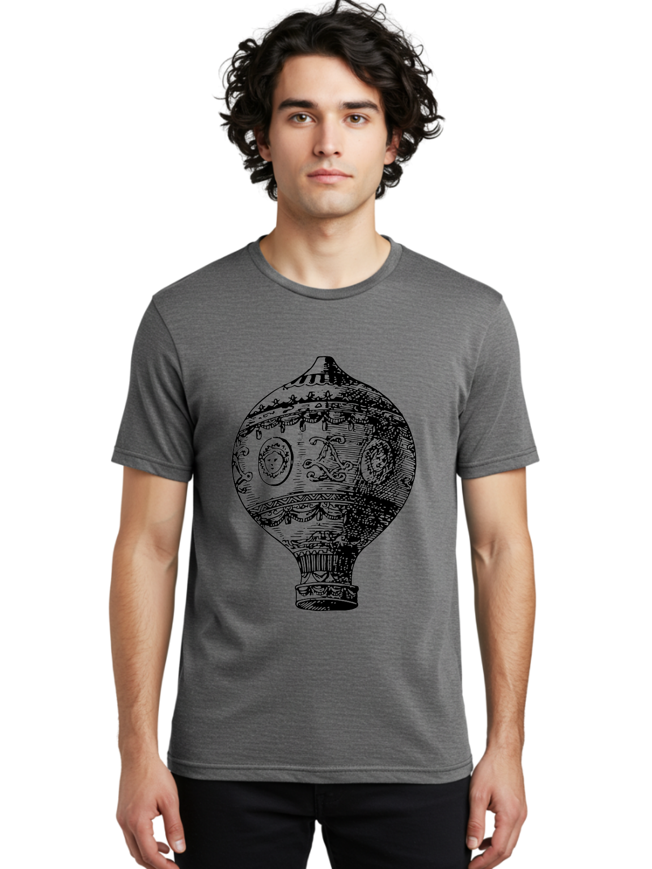 Ornate-Vase Men'S Graphic Tee, 100% Cotton, Comfortable Casual Summer Wear, Machine Washable, Perfume Bottle, Vintage Bottle, Ornate Design, Black Illustration, Decorative Art, Antique Style, Luxury Fragrance, Intricate Details, Aad799