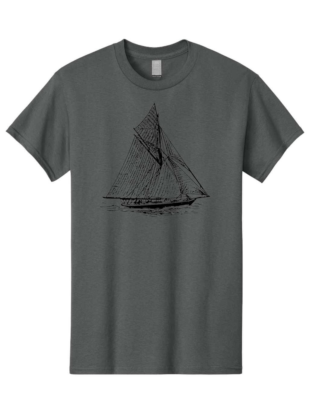 Sailboat-1 Men'S Graphic Tee, 100% Cotton, Comfortable Casual Summer Wear, Machine Washable, Sailboat On The Water, Sailing Vessels, Nautical Art, Ocean Scenery, Sailboat Design, Sketch Art, Sailing Boats, Maritime Graphics, Boat Illustrations Aad804